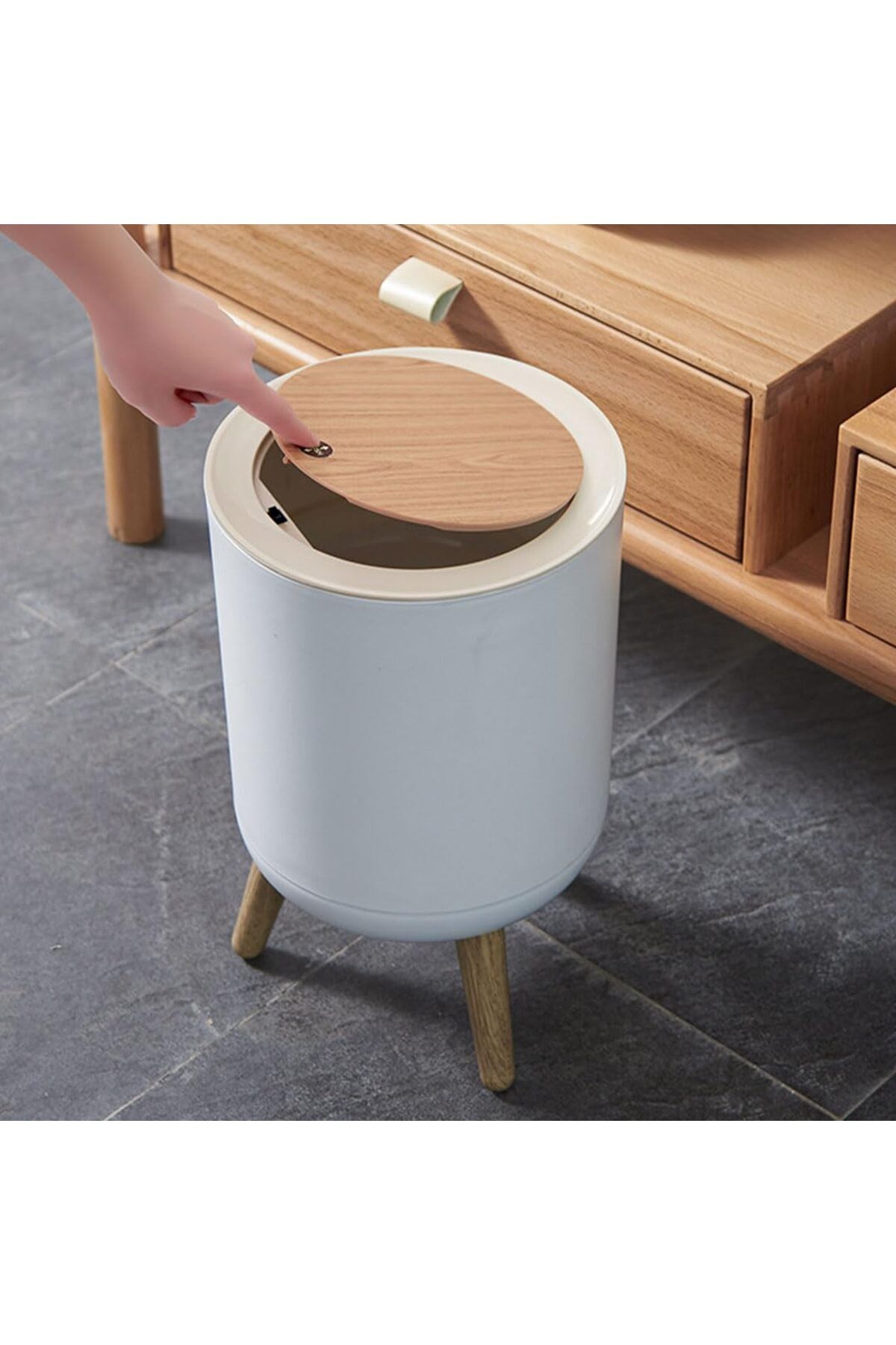 MIBRU-Trash can 7L wooden legs 5