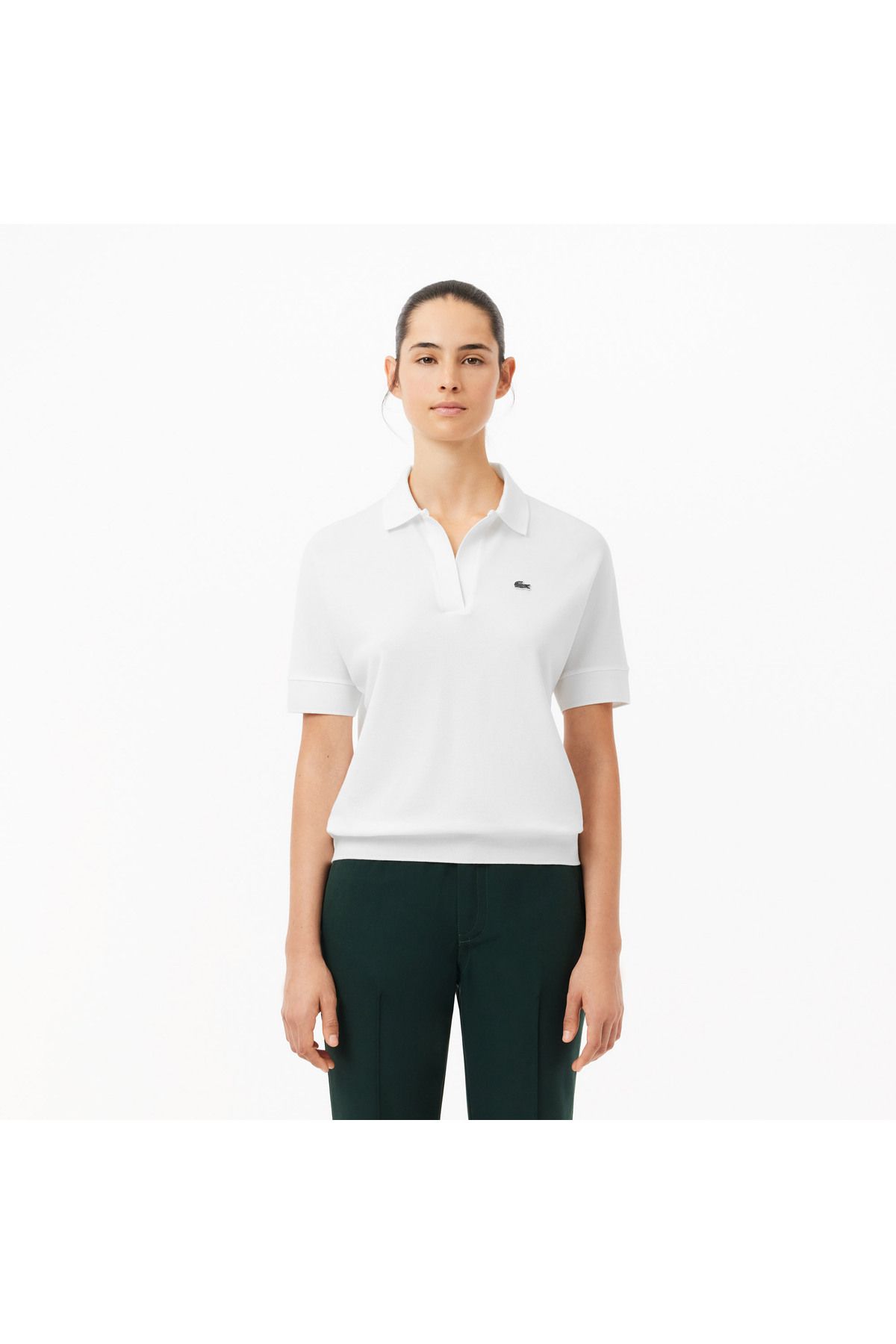 Lacoste Kadın Loose Fit Beyaz Polo