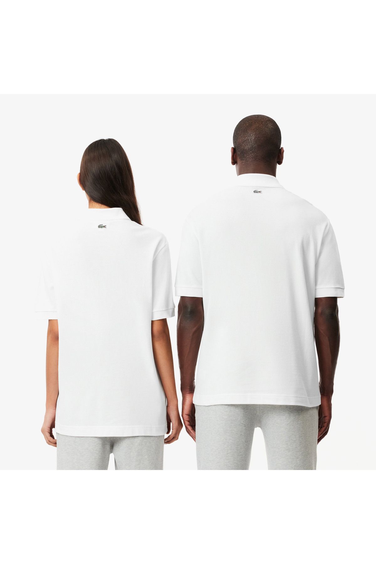 تی شرت یقه پولو مردانه و زنانه یونیسکس LOOSE FIT چوگان سفید Lacoste