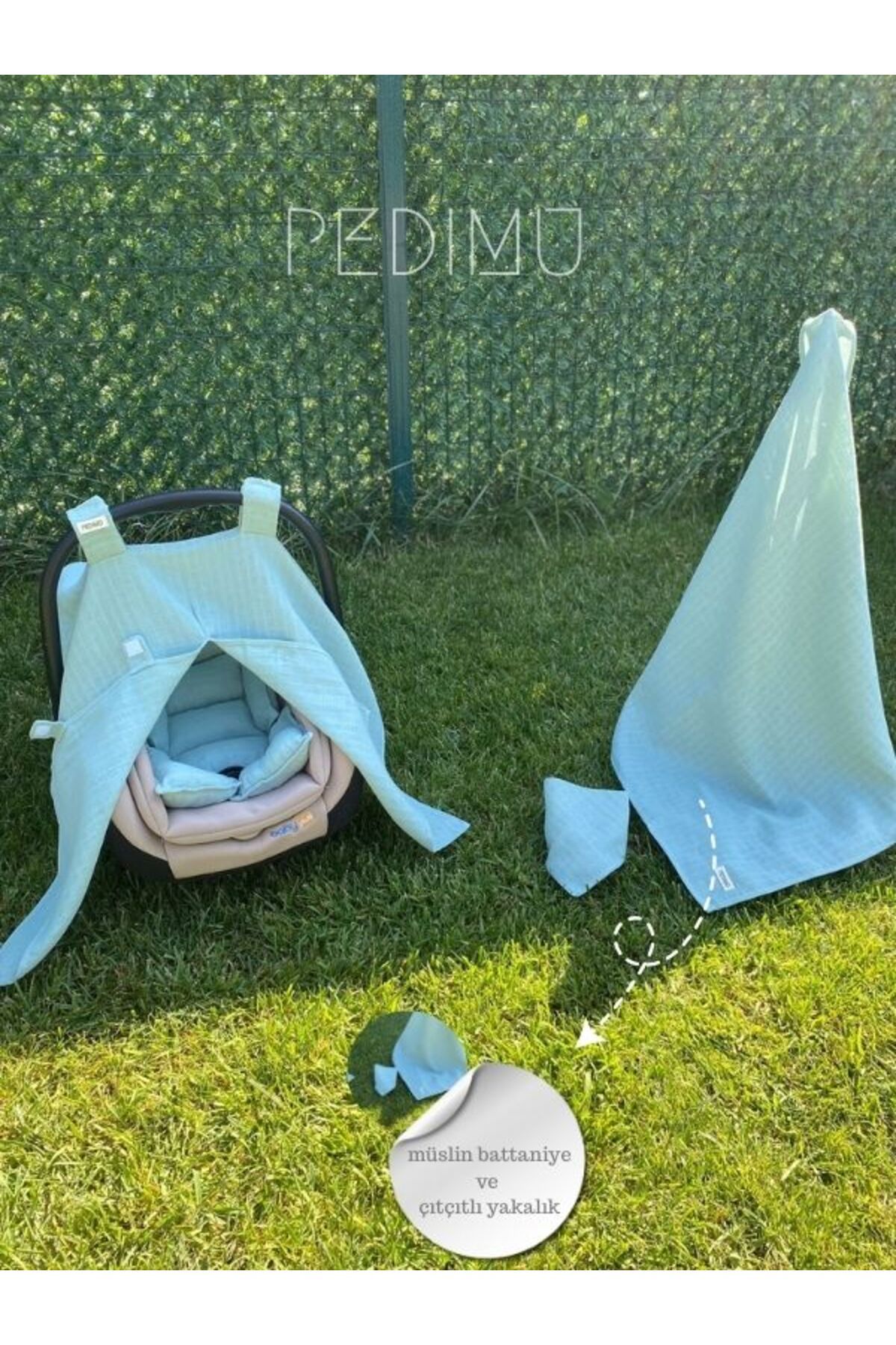 Pedimu-Basic Series - Muslin Stroller Cover, Cushion, Cover and Collar Set of 4 1