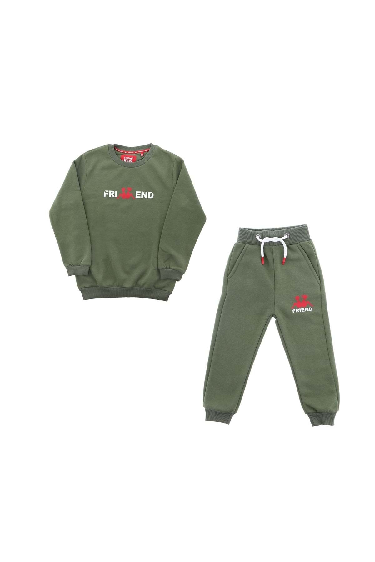 coppa kids-Friend Printed 5 Years Old Seasonal Girl-Boy Set - Khaki 1