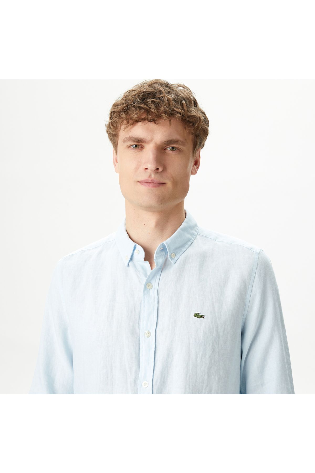 پیراهن / بلوز دکمه دار آبی مردانه اورجینال Lacoste