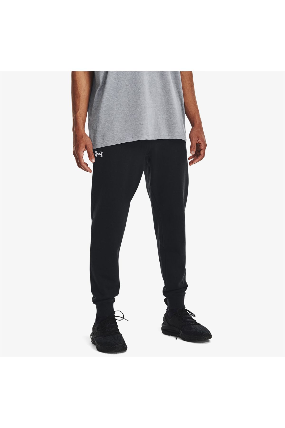 شلوار گرمکن ورزشی مشکی مردانه رقیب UA Fleece Joggers Tracksuit Sixist Six 1379774 001 Under Armour