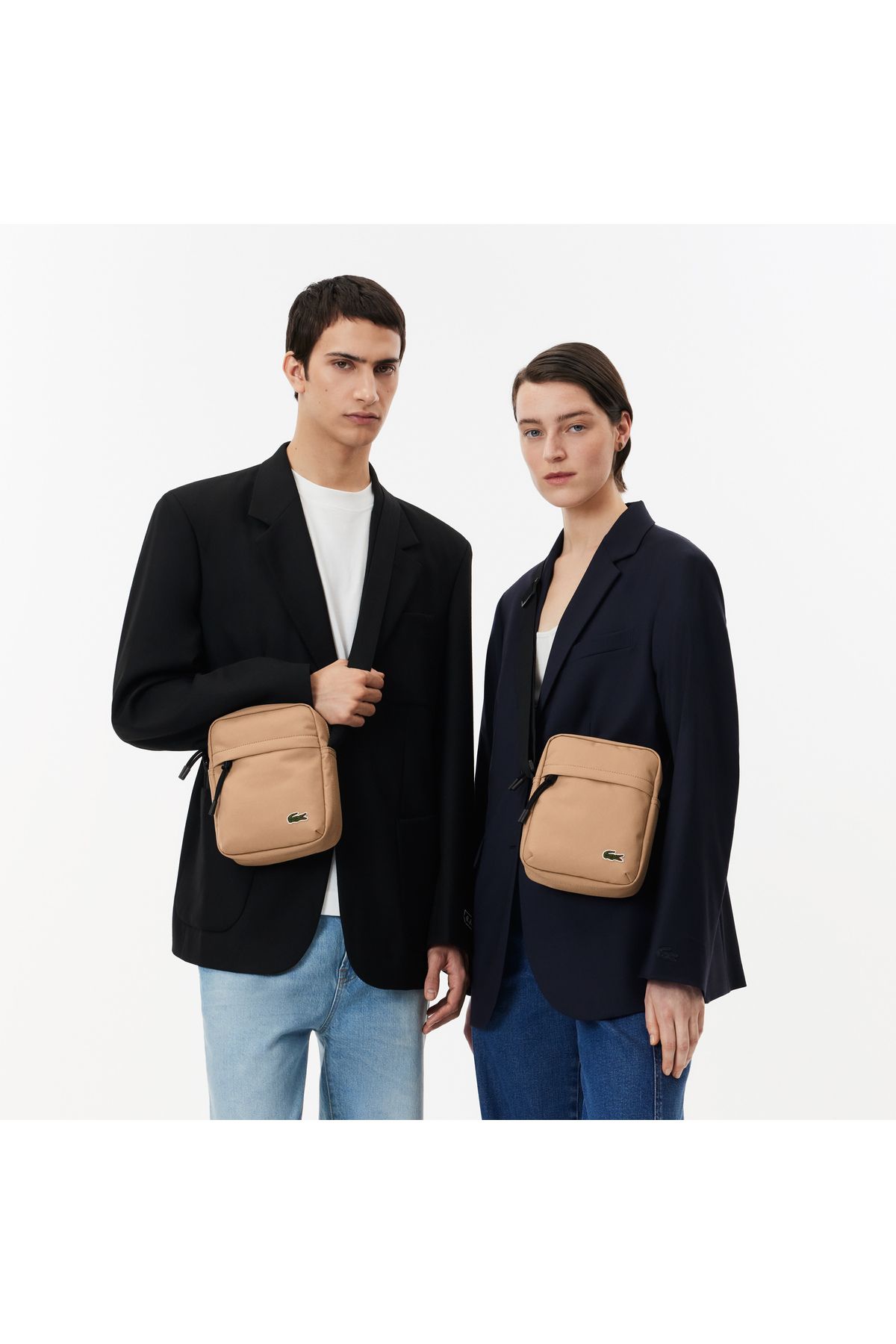 کیف شانه ای نود مردانه و زنانه پستچی بژ Neococcan Lacoste