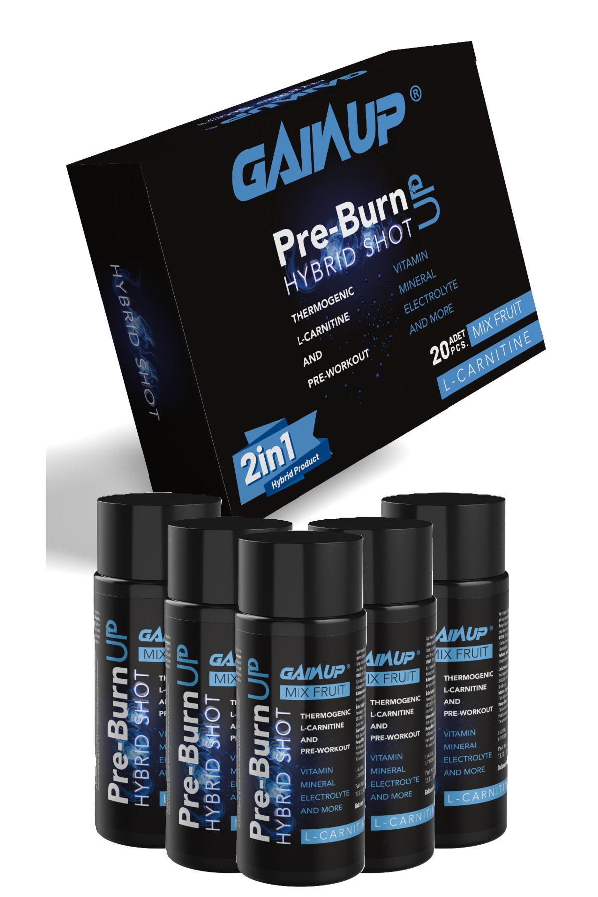 Gainup Pre-BurnUp Hybrid Shot Mix Fruit 20x50ml Pre-workout / L-carnitine