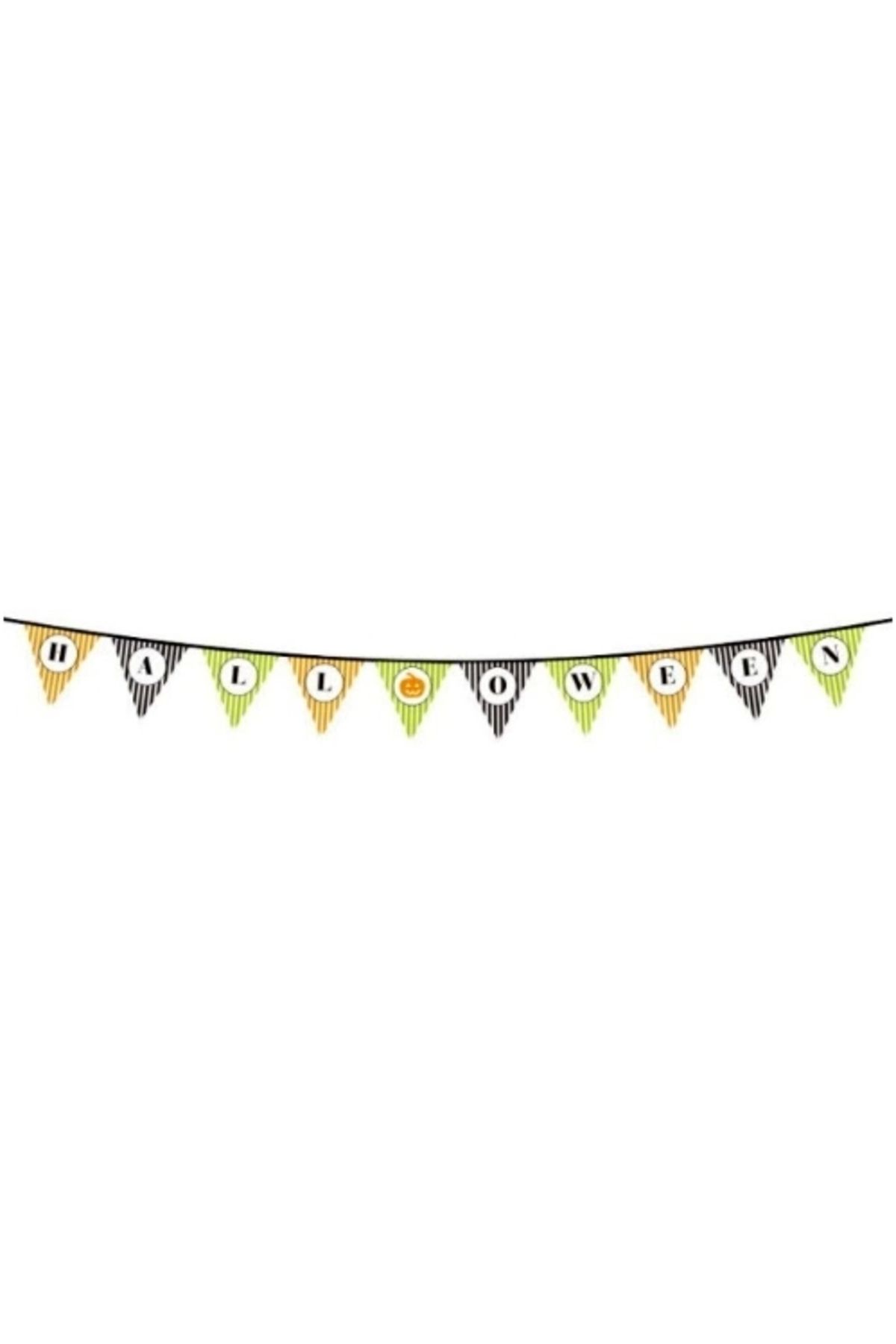 Finetoo Çocuk Cadılar Bayramı Kabak Temalı Halloween Yazılı Banner Süs Flama 3 Metre