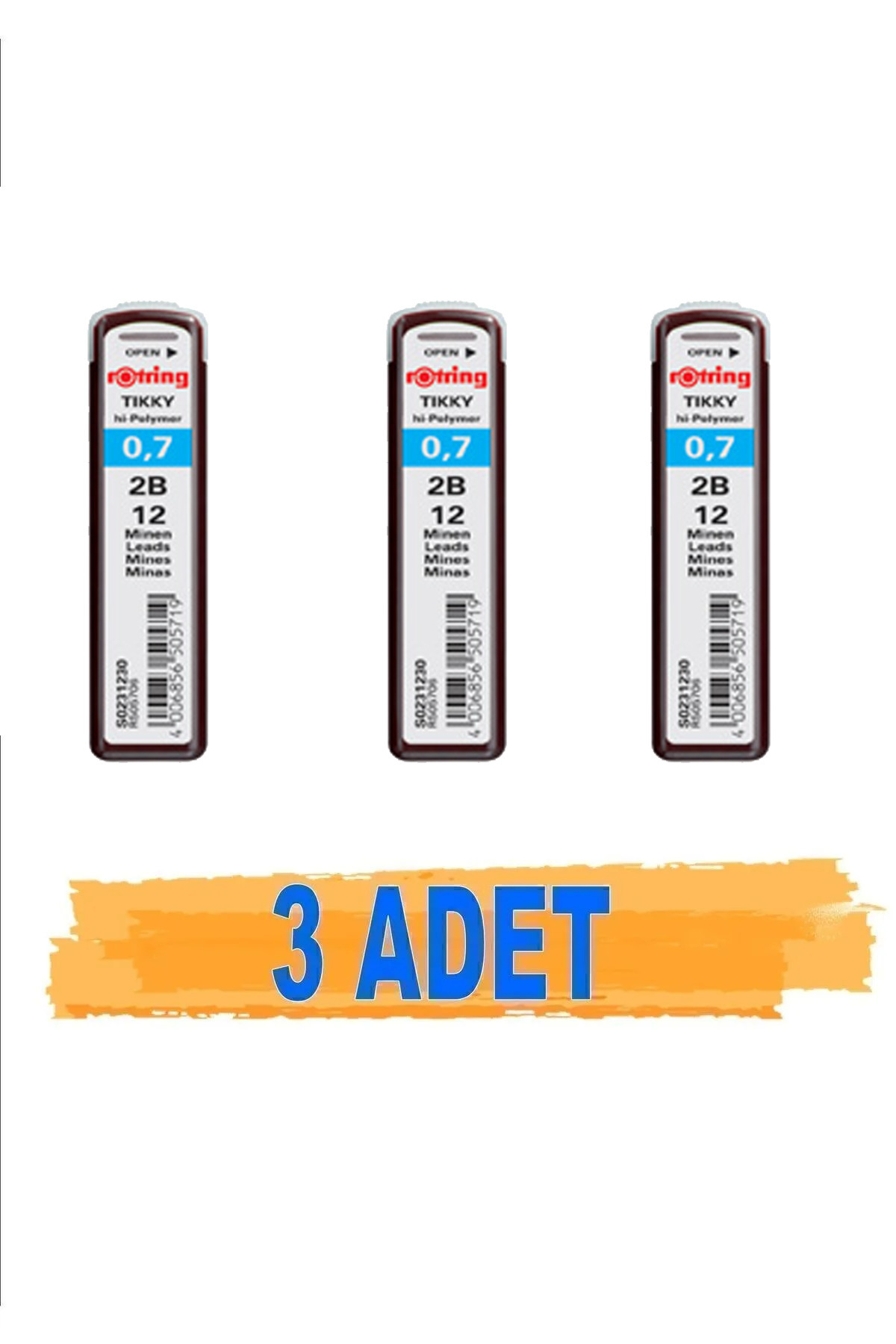 Rotring Min Hi-Polymer 2B 0.7 MM 3 Adet