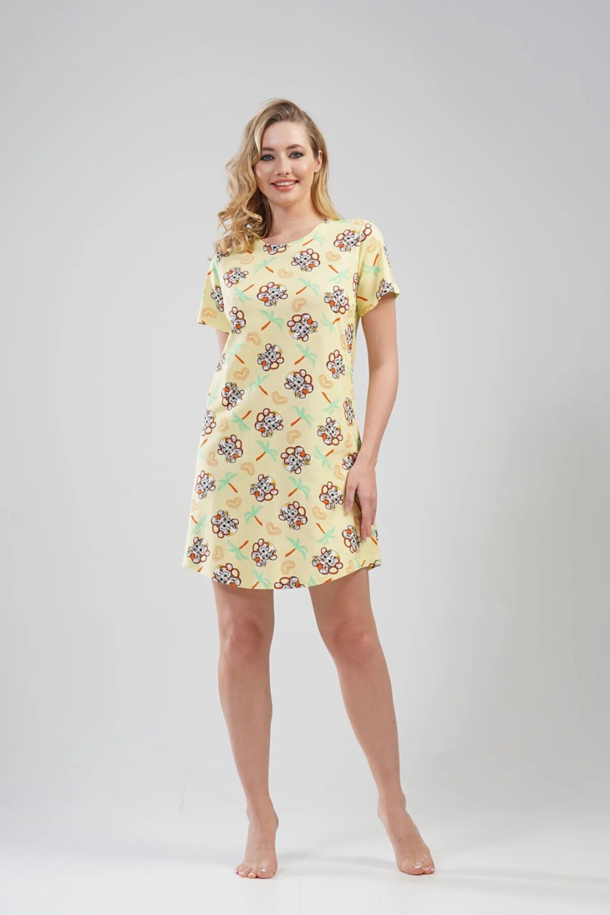 Miniso Vienetta Kısa Kol Kadın Gecelik Sarı - M