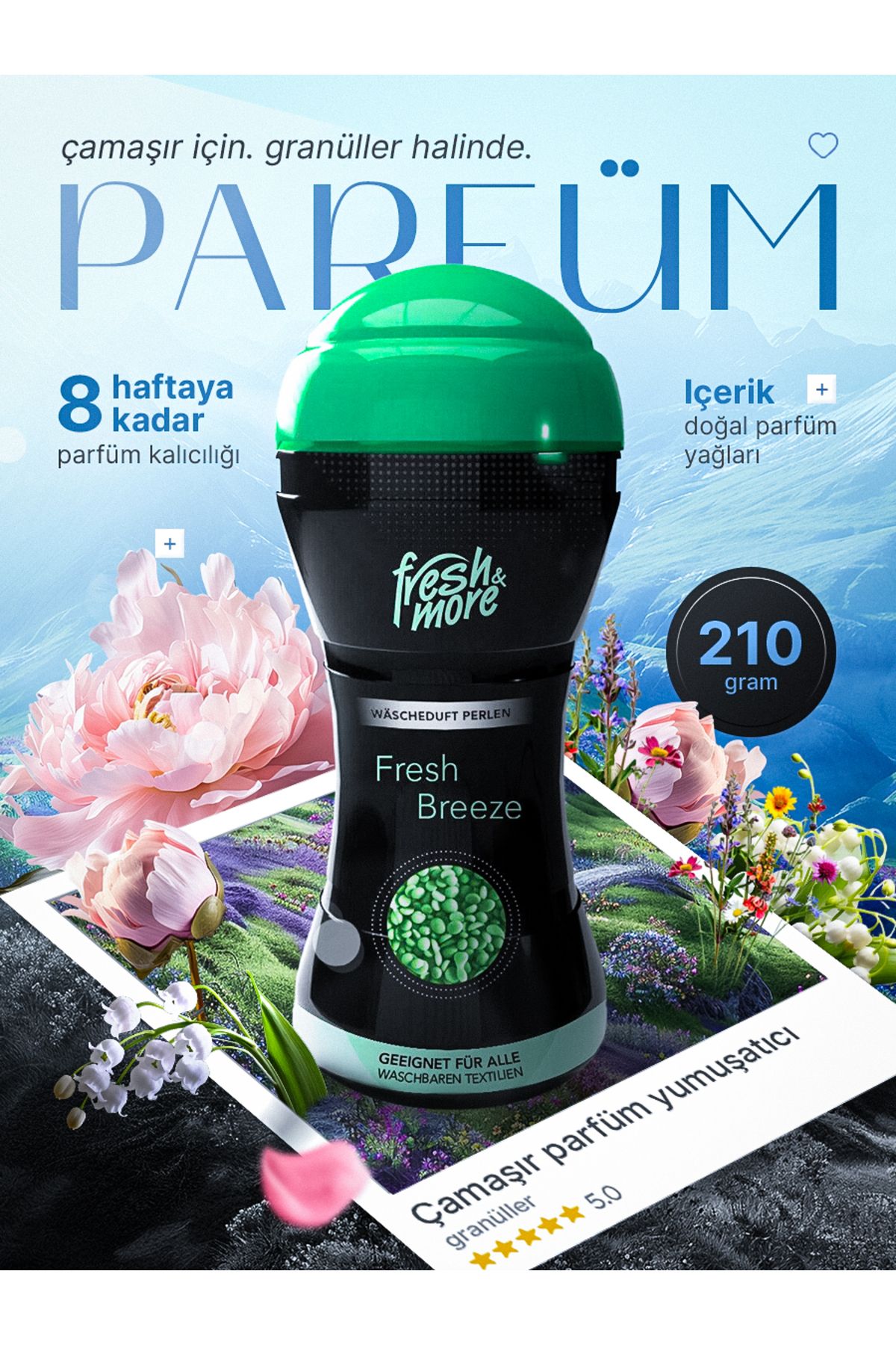 Home Fresh & More Granül Çamaşır Yumuşatıcı & Parfüm Fresh Breeze 210 gr