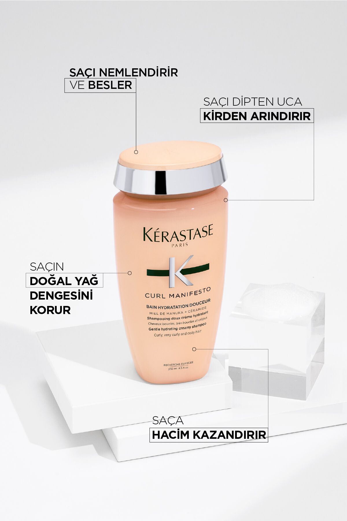 Kerastase Curl Manifesto Bain Hydratation Douceur Kıvırcık Saçlar Için Besleyici Şampuan 250 ml-8