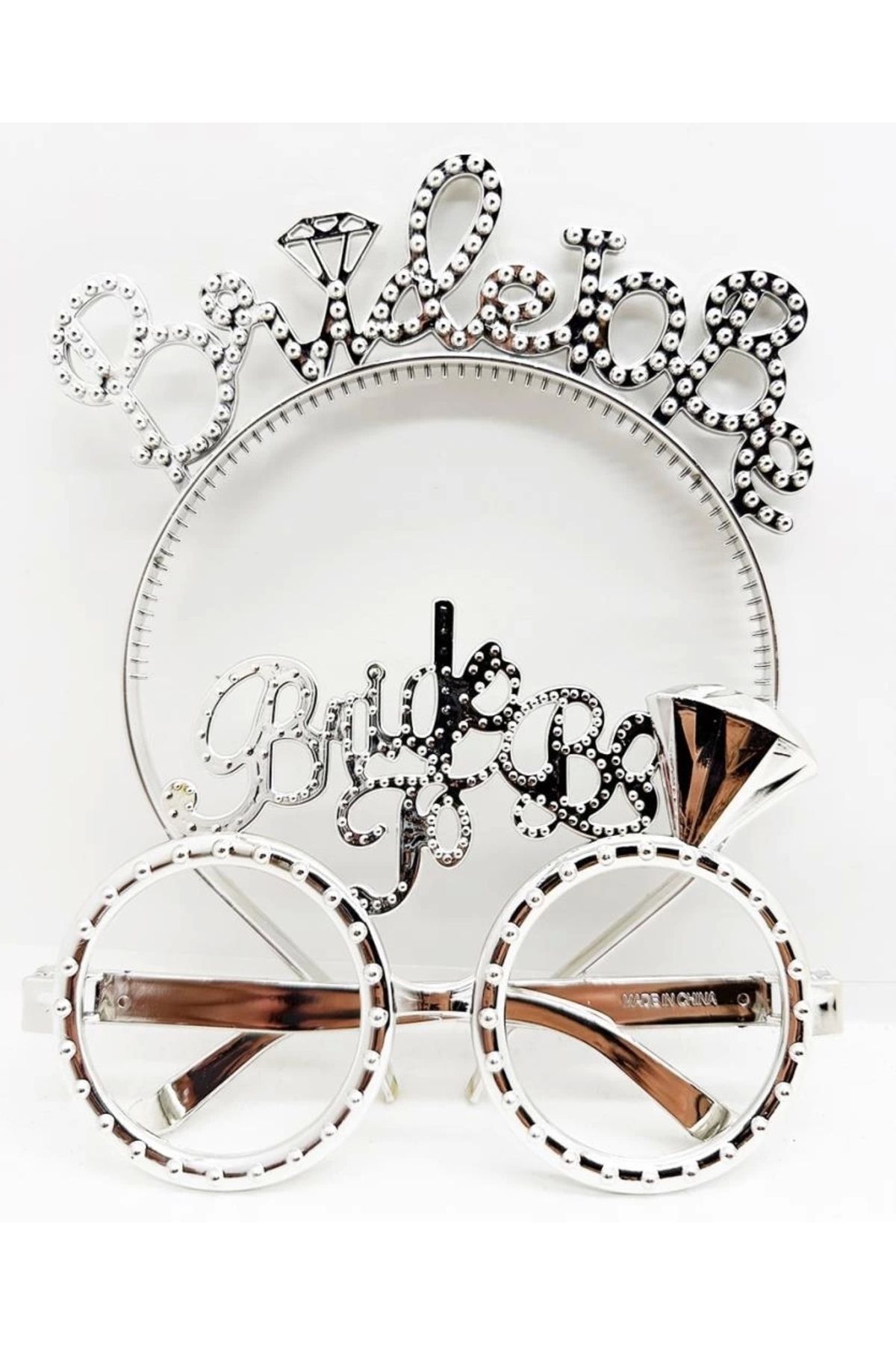KdrElektronik Çocuk BrideToBeYazılıTaçveBrideToBeYazılıGözlükSetiGümüşRenk