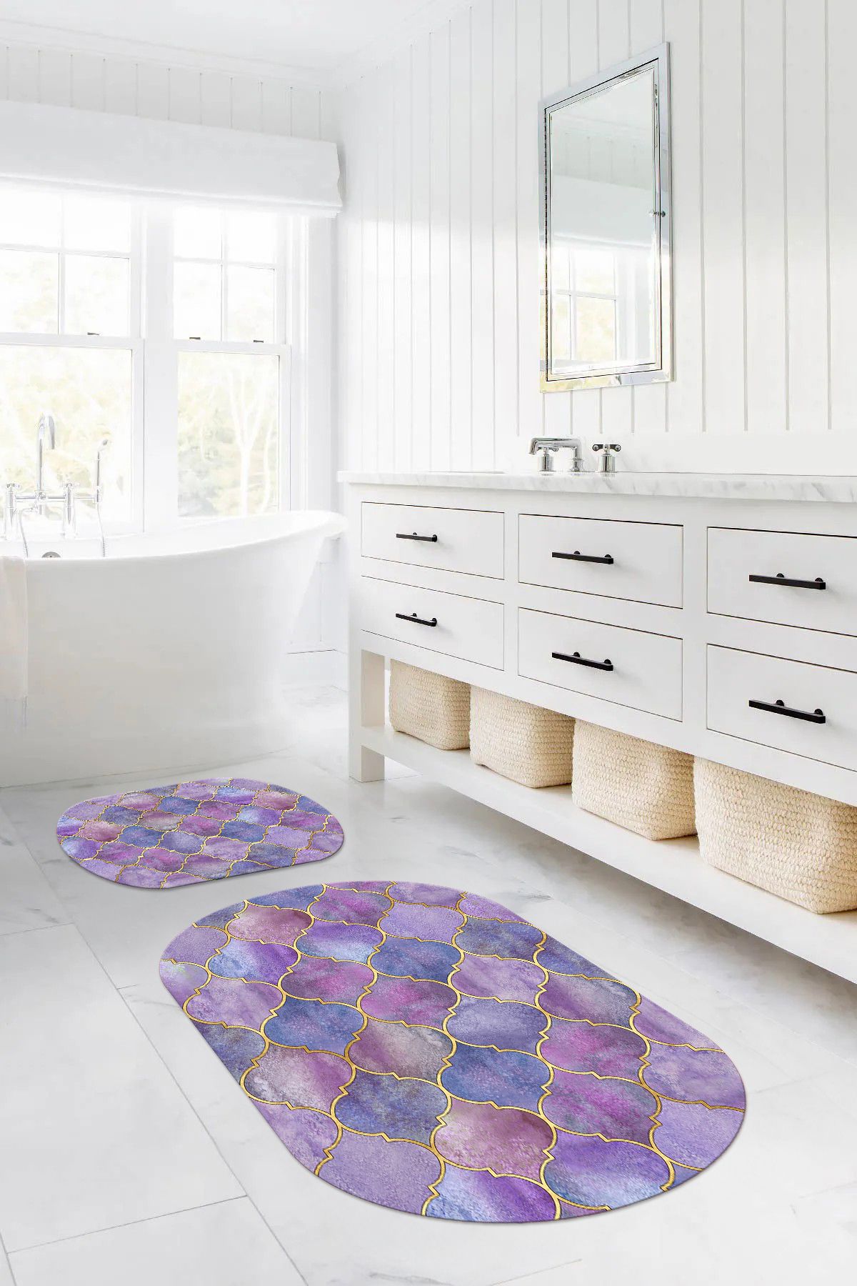Napoli Home-Set de scaun de toaletă pentru baie ovală, lavabil digital, anti-alunecare, cu model, WC-81-COLOR, 8
