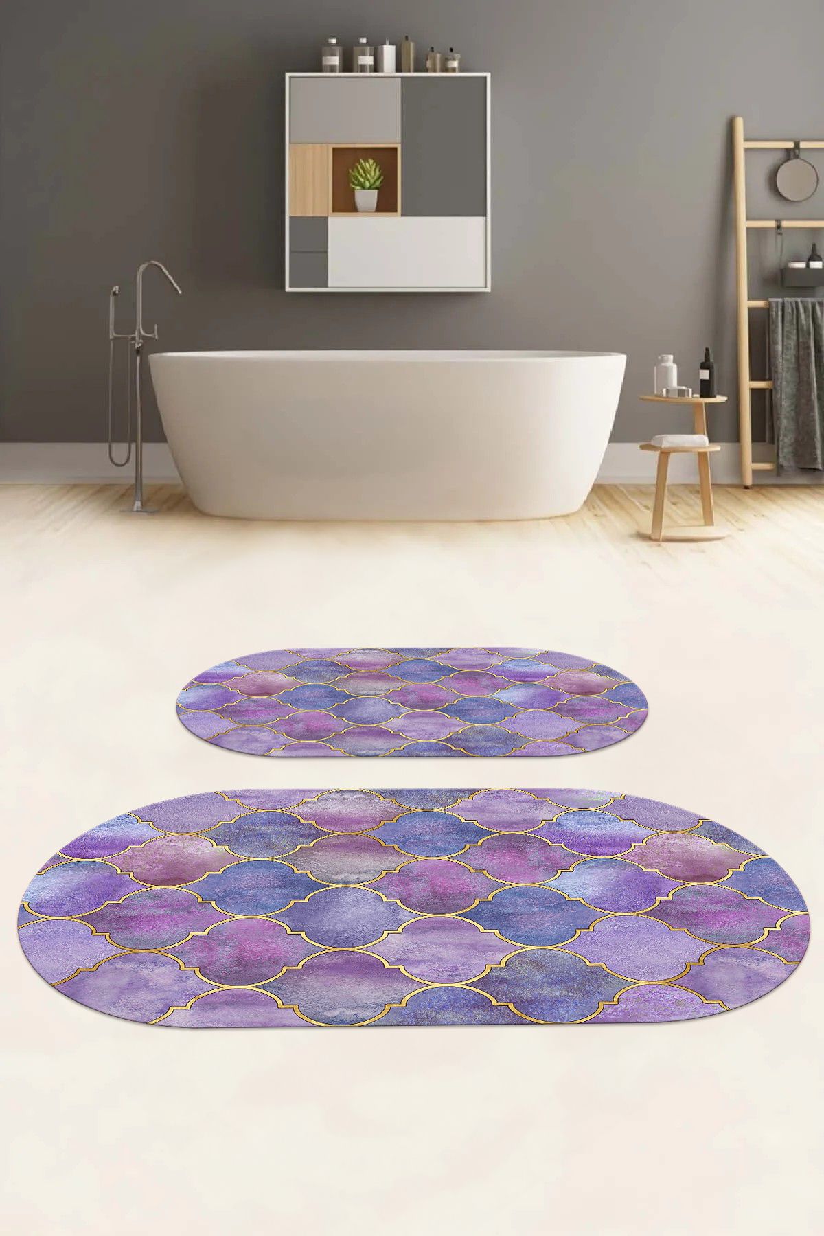 Napoli Home-Set de scaun de toaletă pentru baie ovală, lavabil digital, anti-alunecare, cu model, WC-81-COLOR, 5