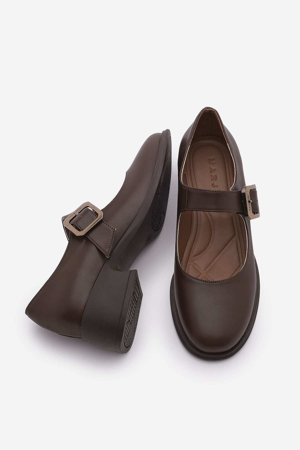 Marjin-Meniz Brown – Damen-Loafer mit Schnalle und dickem Absatz 7