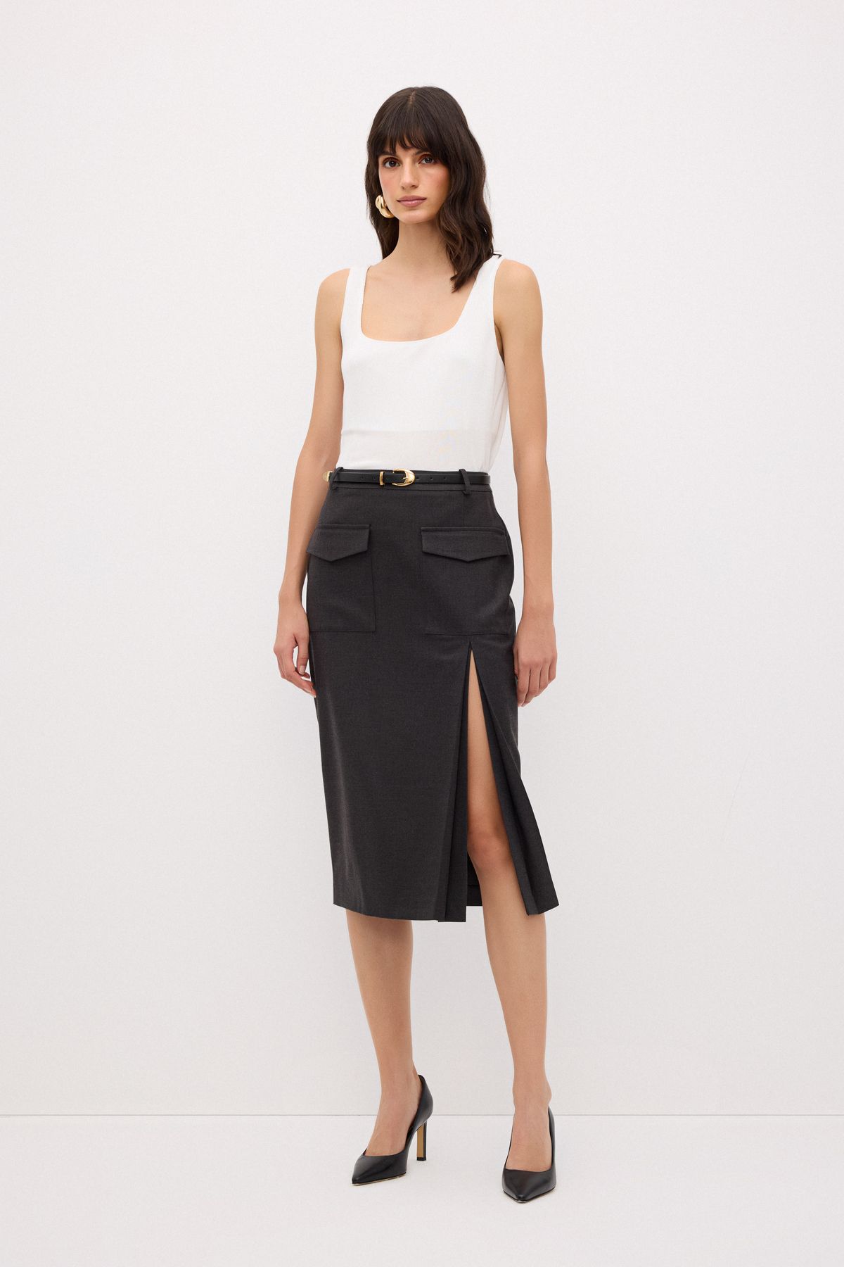 adL-Slit Skirt with Pocket Detail 4