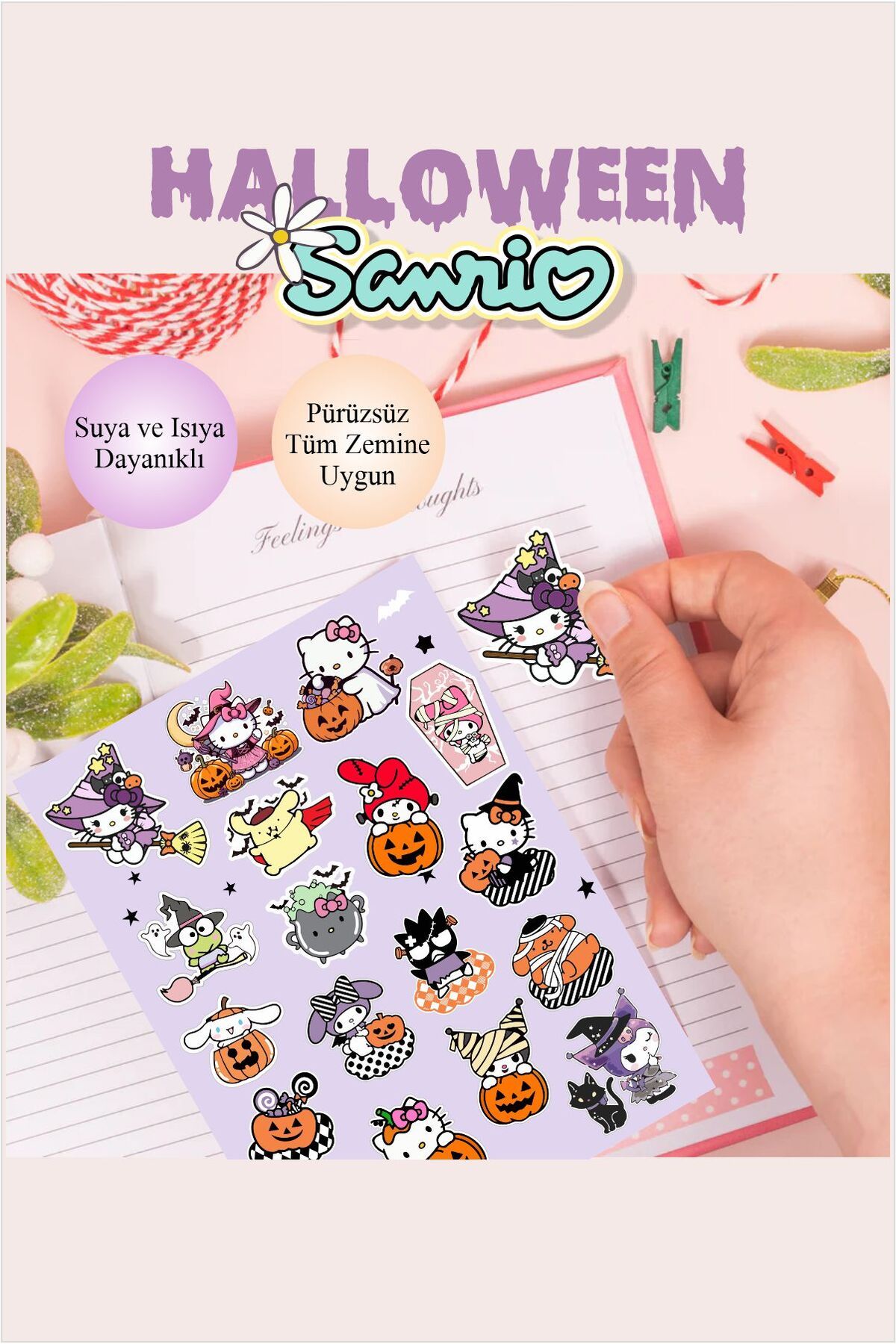 Piksel Grafik-Halloween Sanrio Notebook, Book, Phone, Bottle Sticker 1