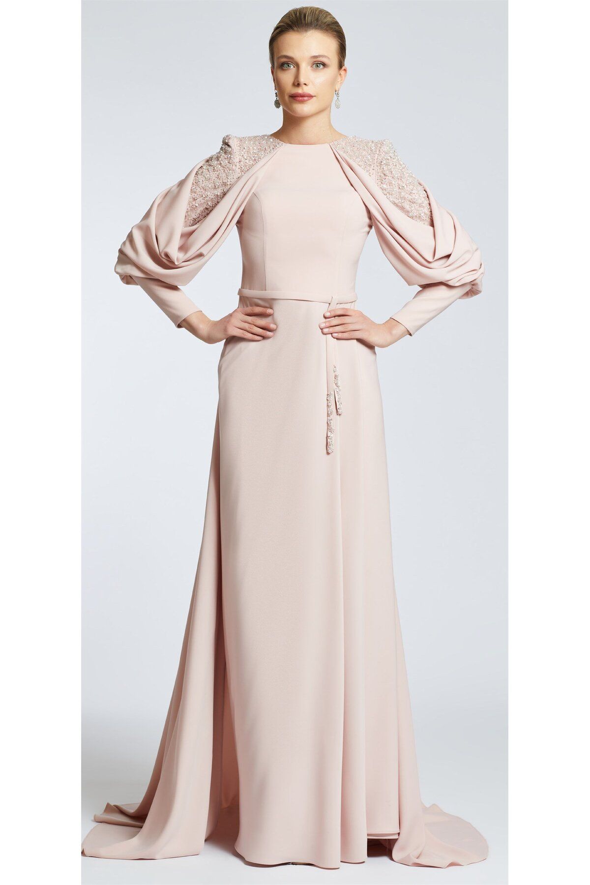 Katre-Kenzel Two Sleeve Jewelled Evening Dress 1