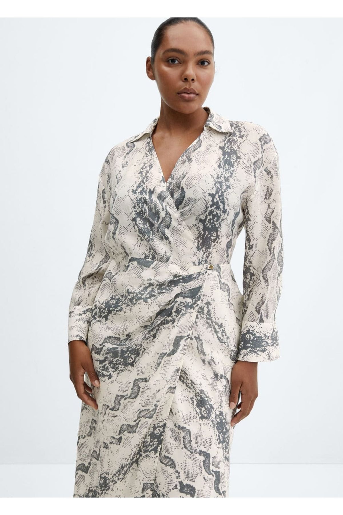 MANGO Woman-Snake patterned lyocell dress 8