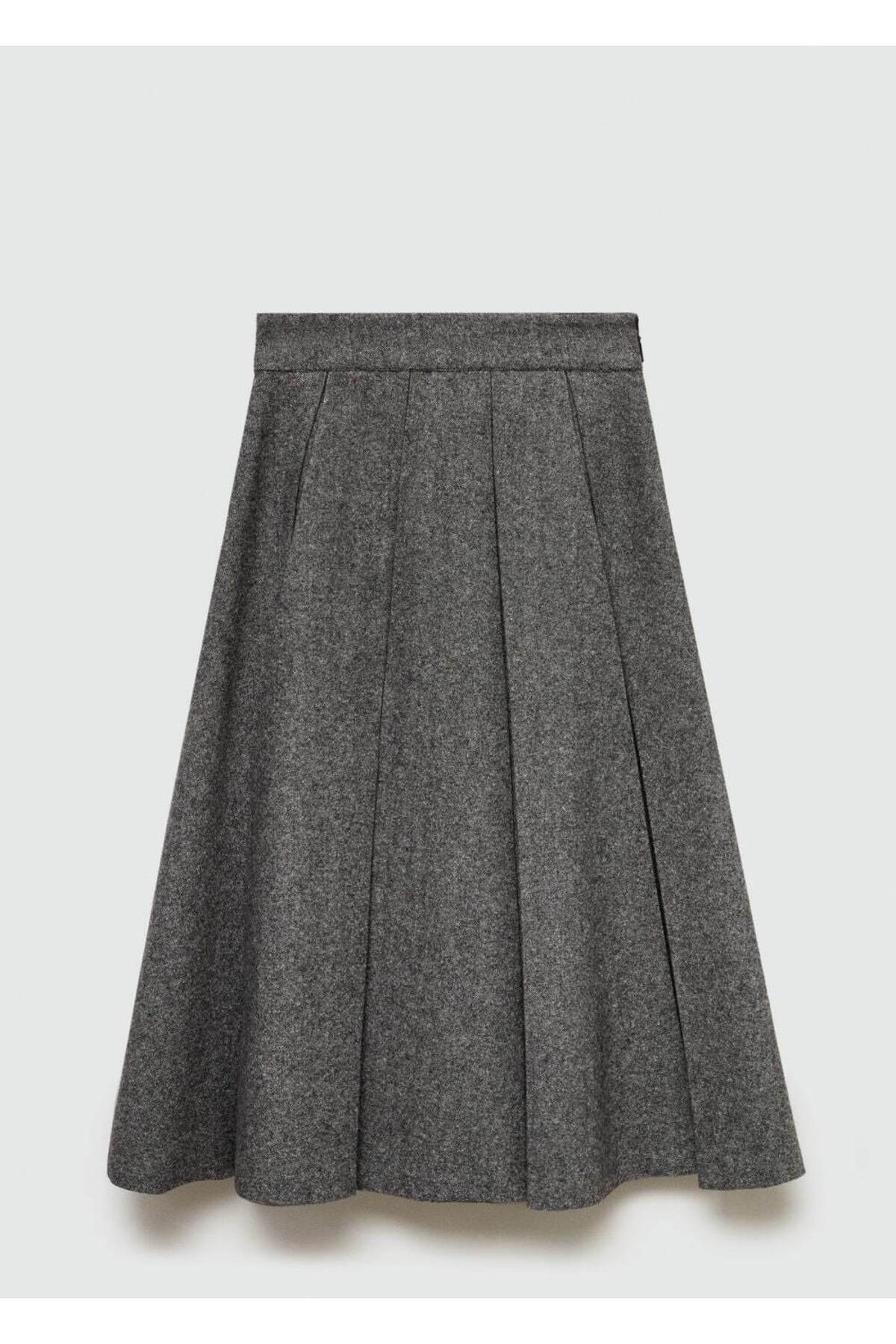 MANGO Woman-Frayed Wool Skirt 3