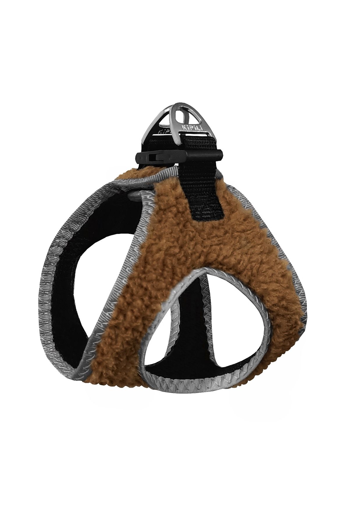 Angoravi Üç Kilitli Kürklü Kedi Köpek Göğüs Tasması 20-24 cm XXX-Small Kahverengi