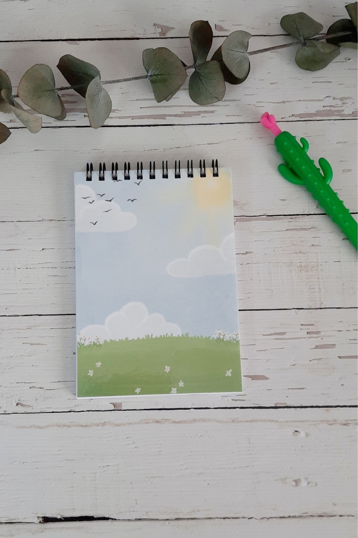 Burak Baskı Tasarım-Green Lined A-6 Spiral Frog Notepad - Memopad, Memo Pad, Notebook 4