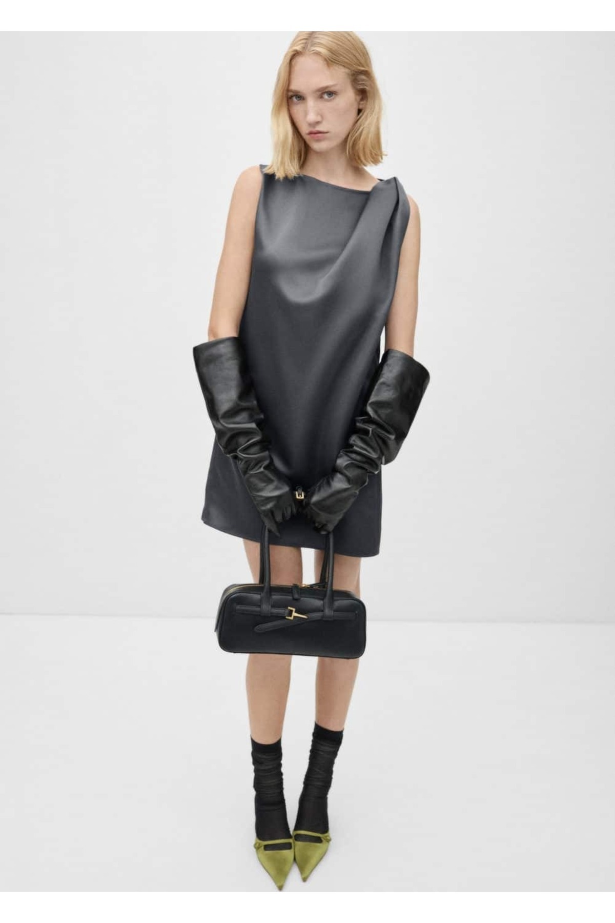 MANGO Woman-Knot Detailed Satin Dress 2