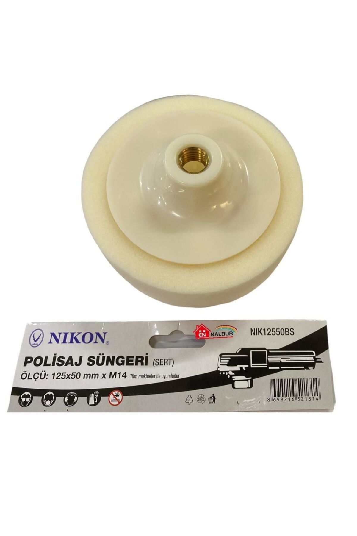 ıvırzıvırr Nikon 12550BS Polisaj Süngeri 125 mm Beyaz Sert