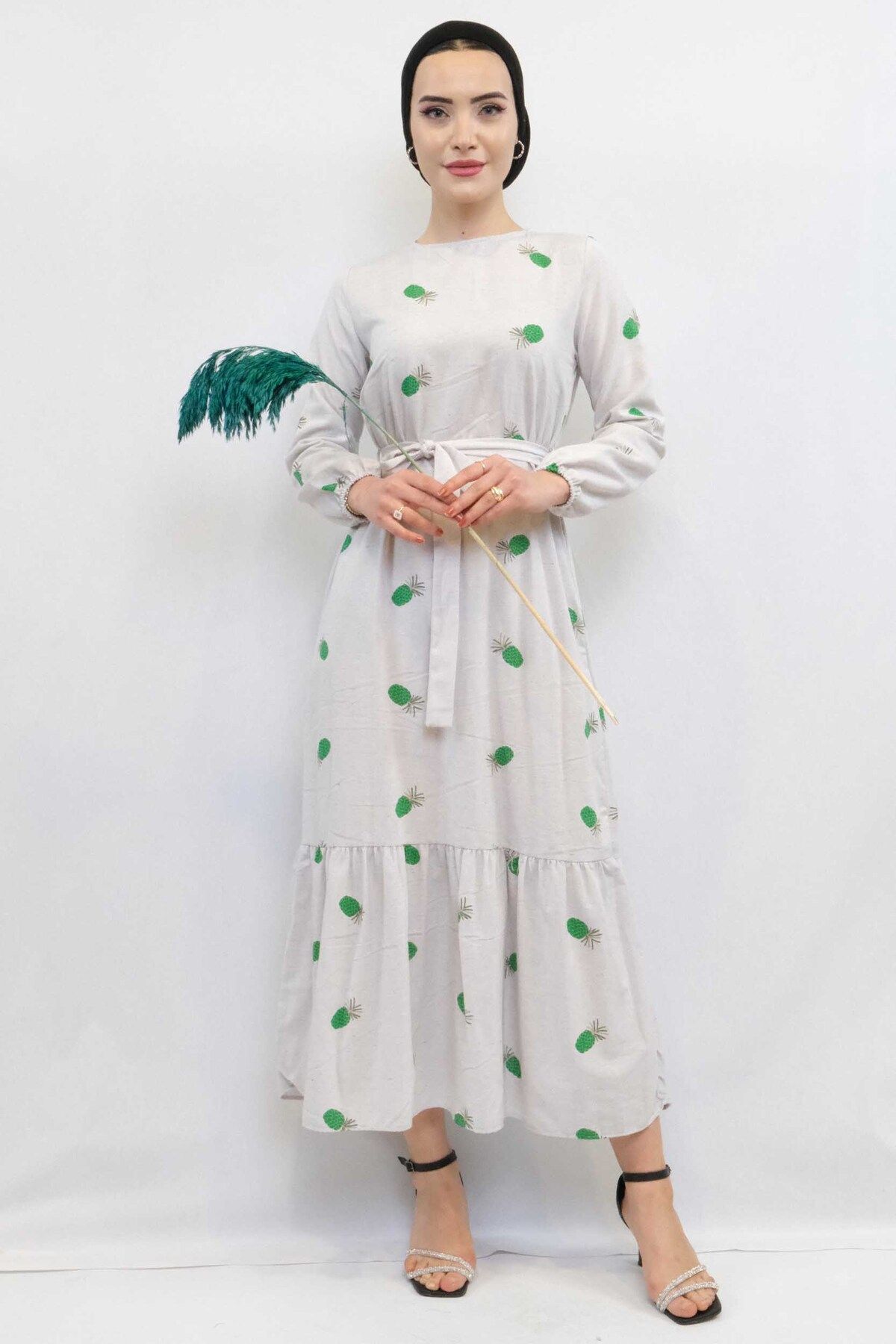 COXO Fashion`S Moda Çizgi Patterned Dress Green