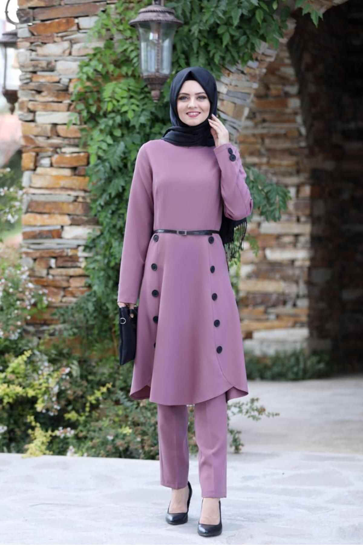 COXO Fashion`S Pleated Suit MC0035 Dusty Rose