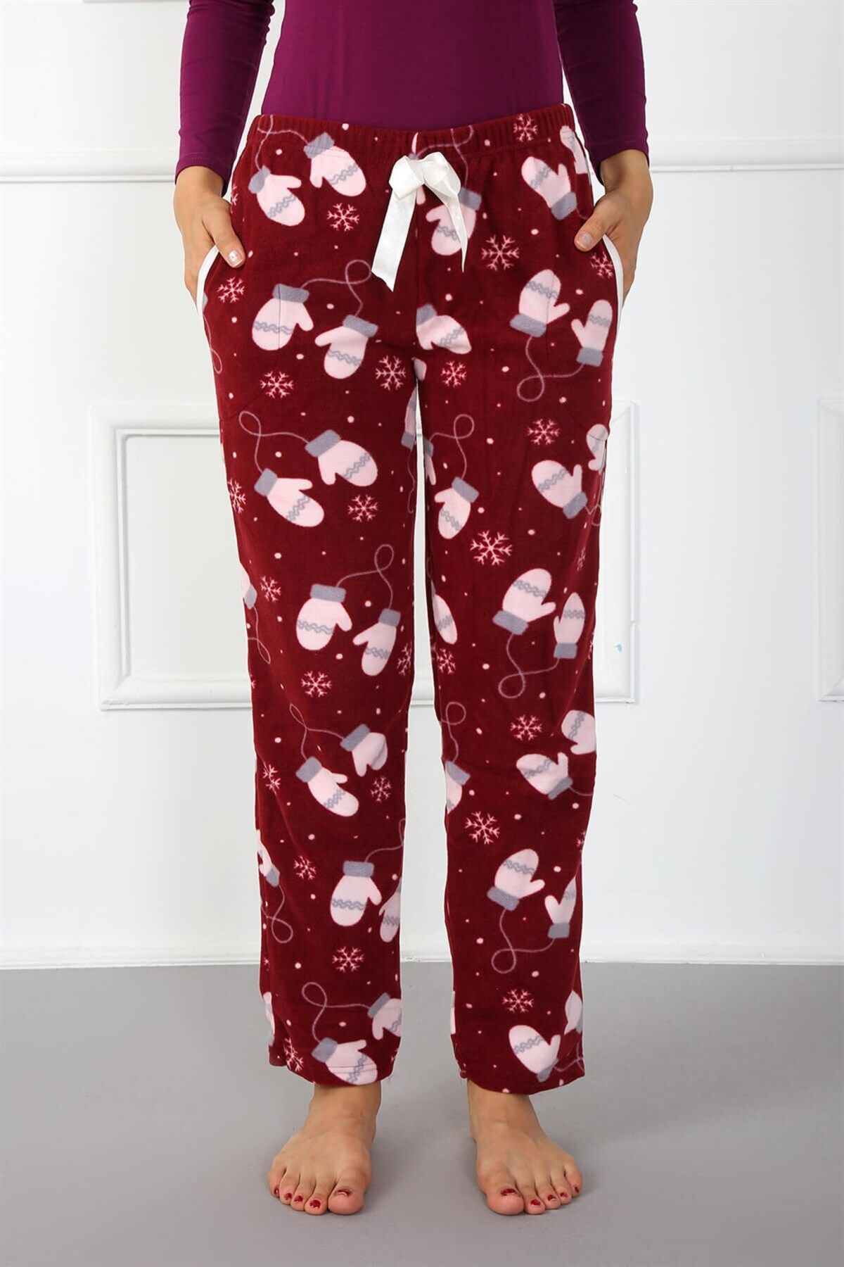 COXO Fashion`S Moda Çizgi Women's Welsoft Polar Single Bottom Pajamas 210052