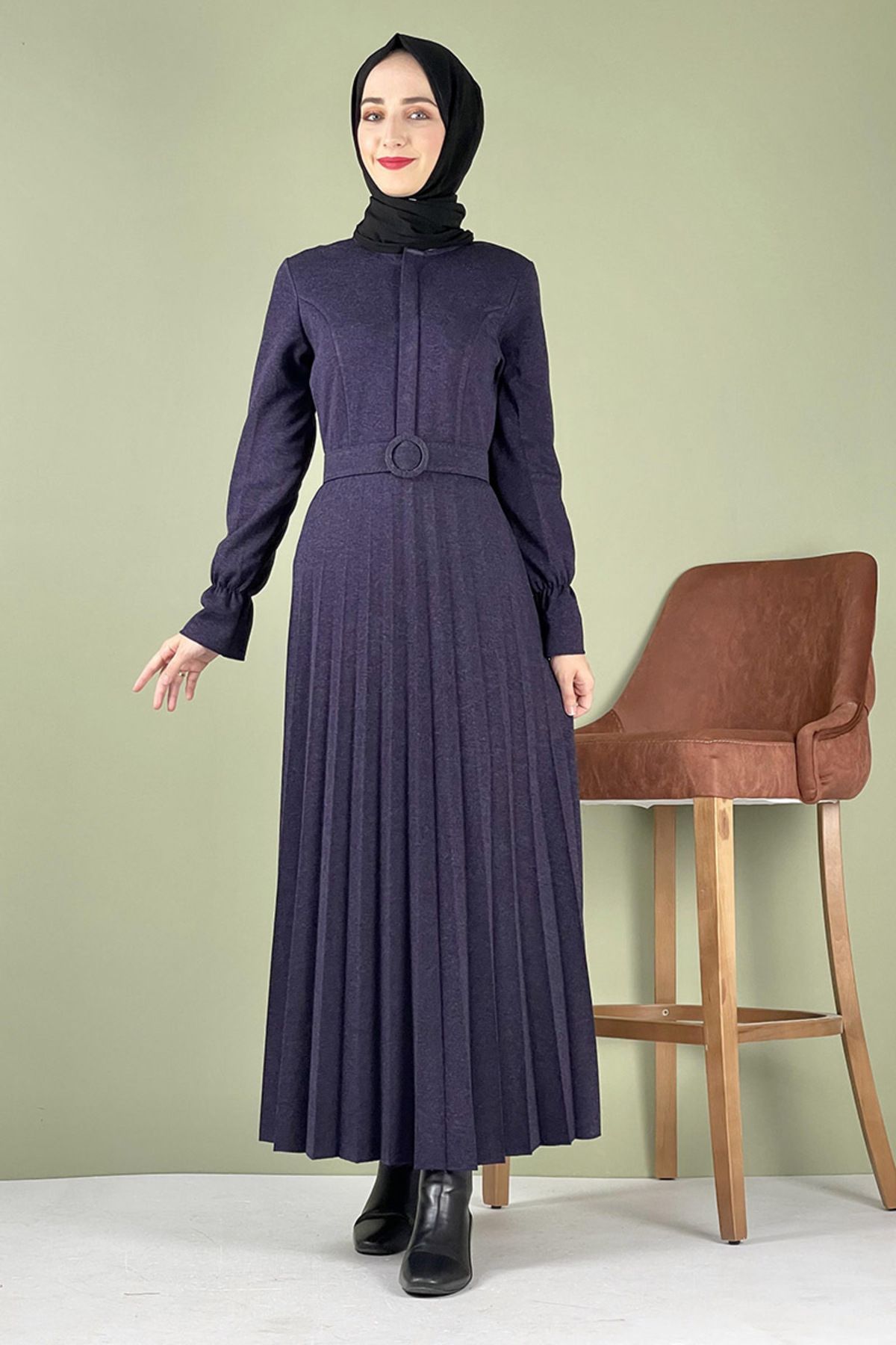 COXO Fashion`S Moda Çizgi Hijab Dress