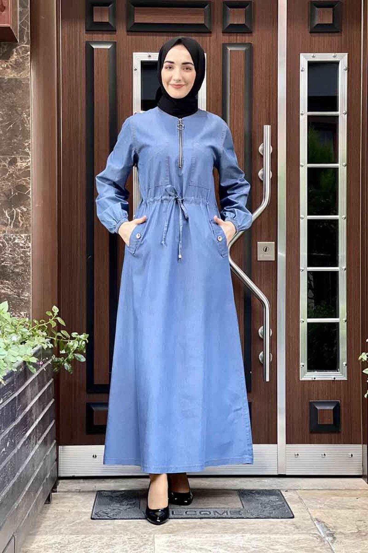 COXO Fashion`S Moda Çizgi Hijab Dress