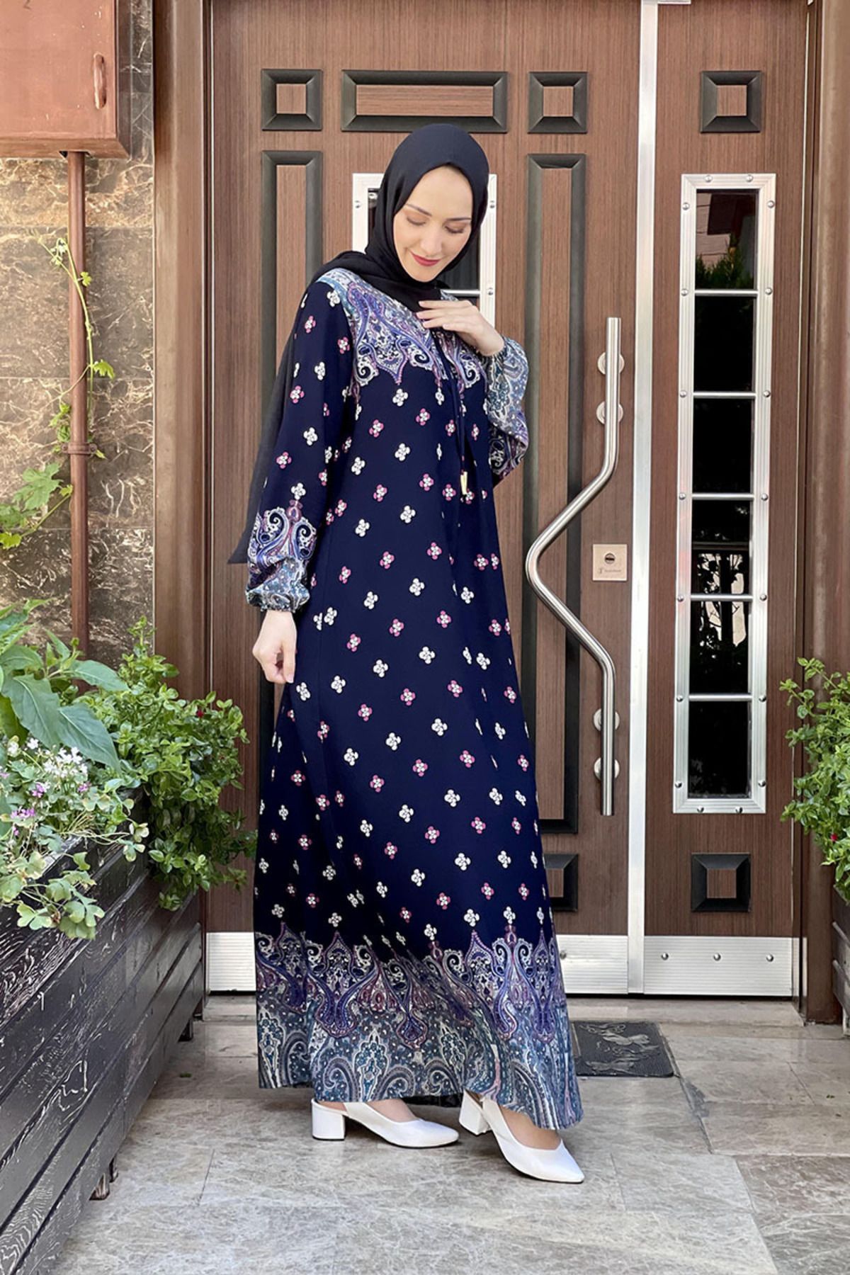 COXO Fashion`S Moda Çizgi Hijab Dress