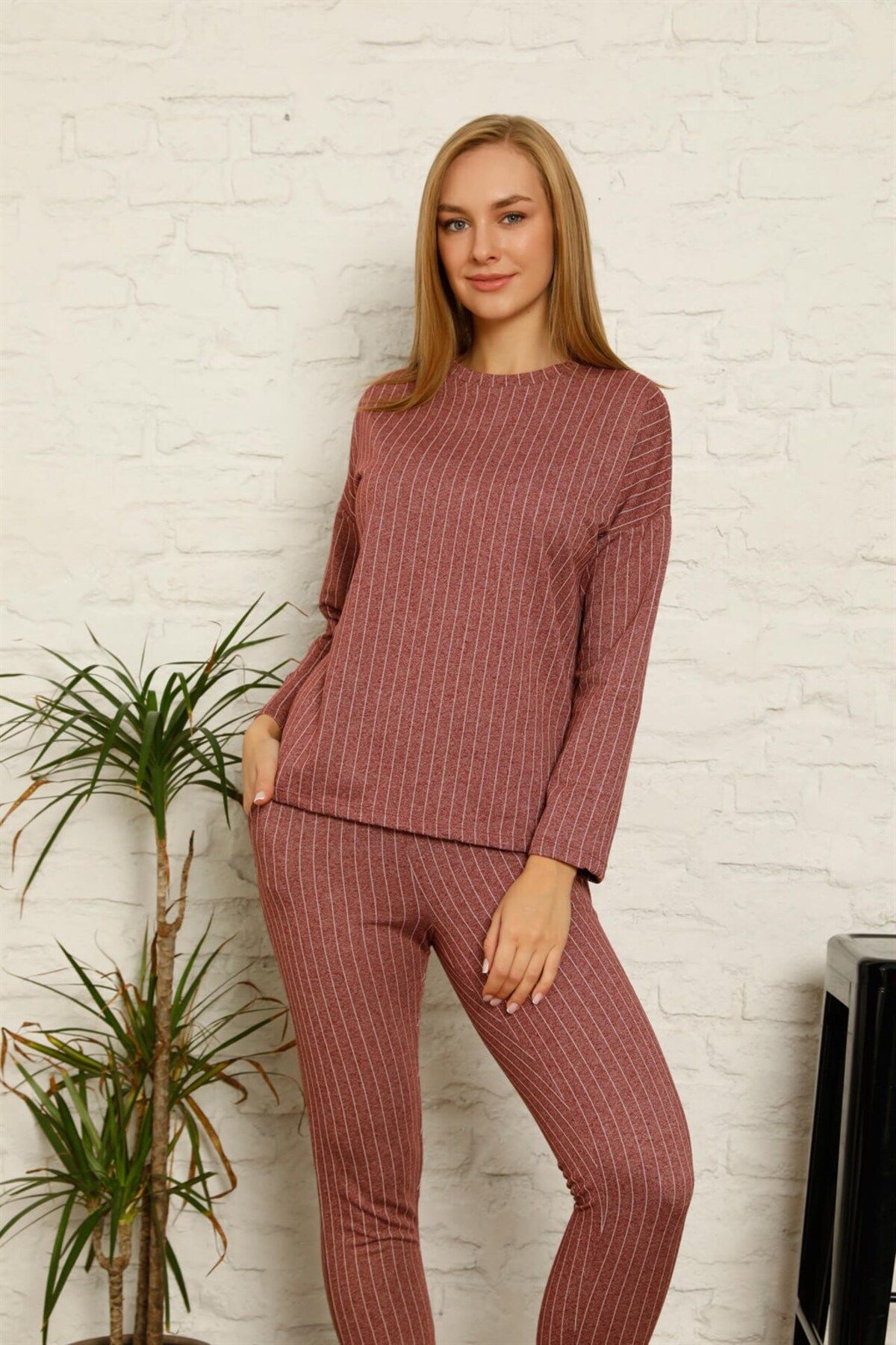 COXO Fashion`S Moda Çizgi Women's Cotton Tracksuit Set 9035