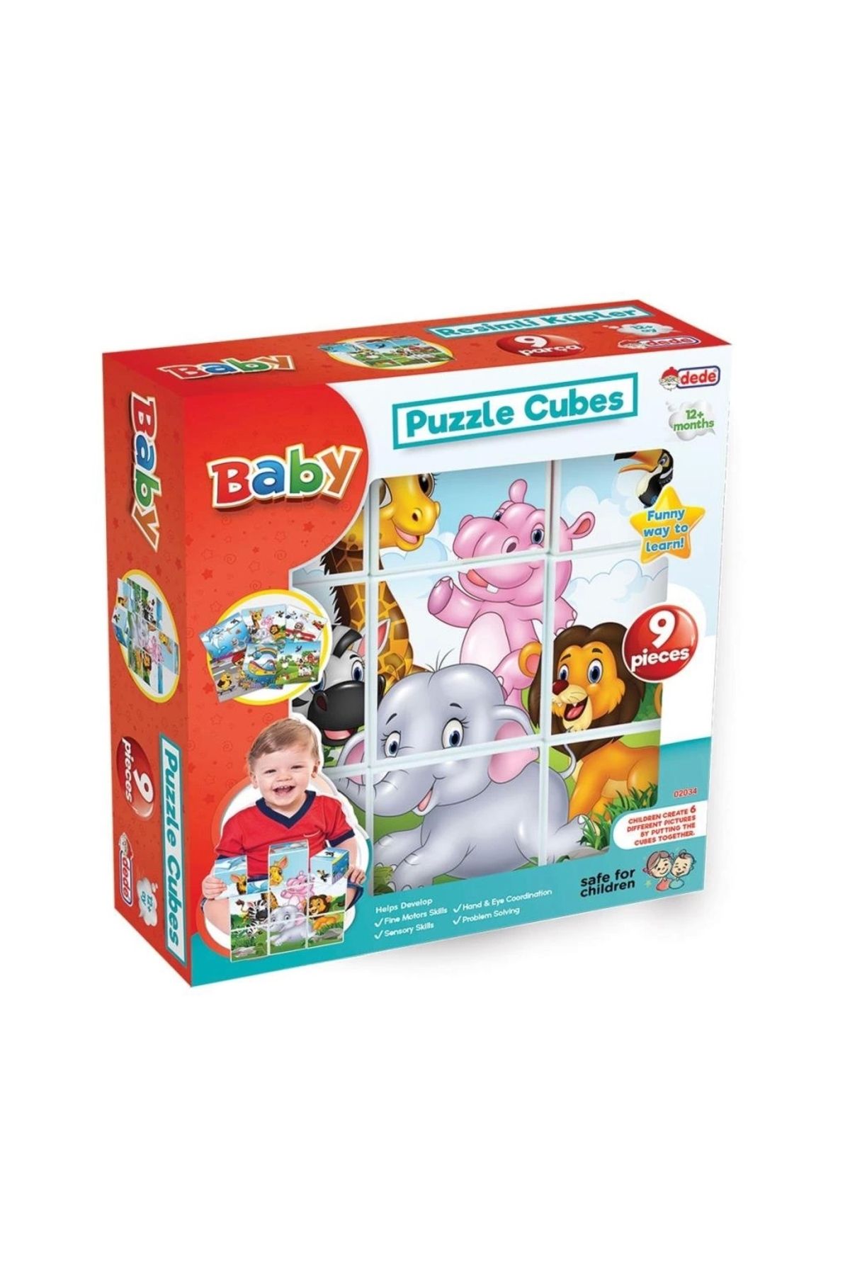 Basic Fun Çocuk 02034 Resimli Küpler 9 Parça -Dede