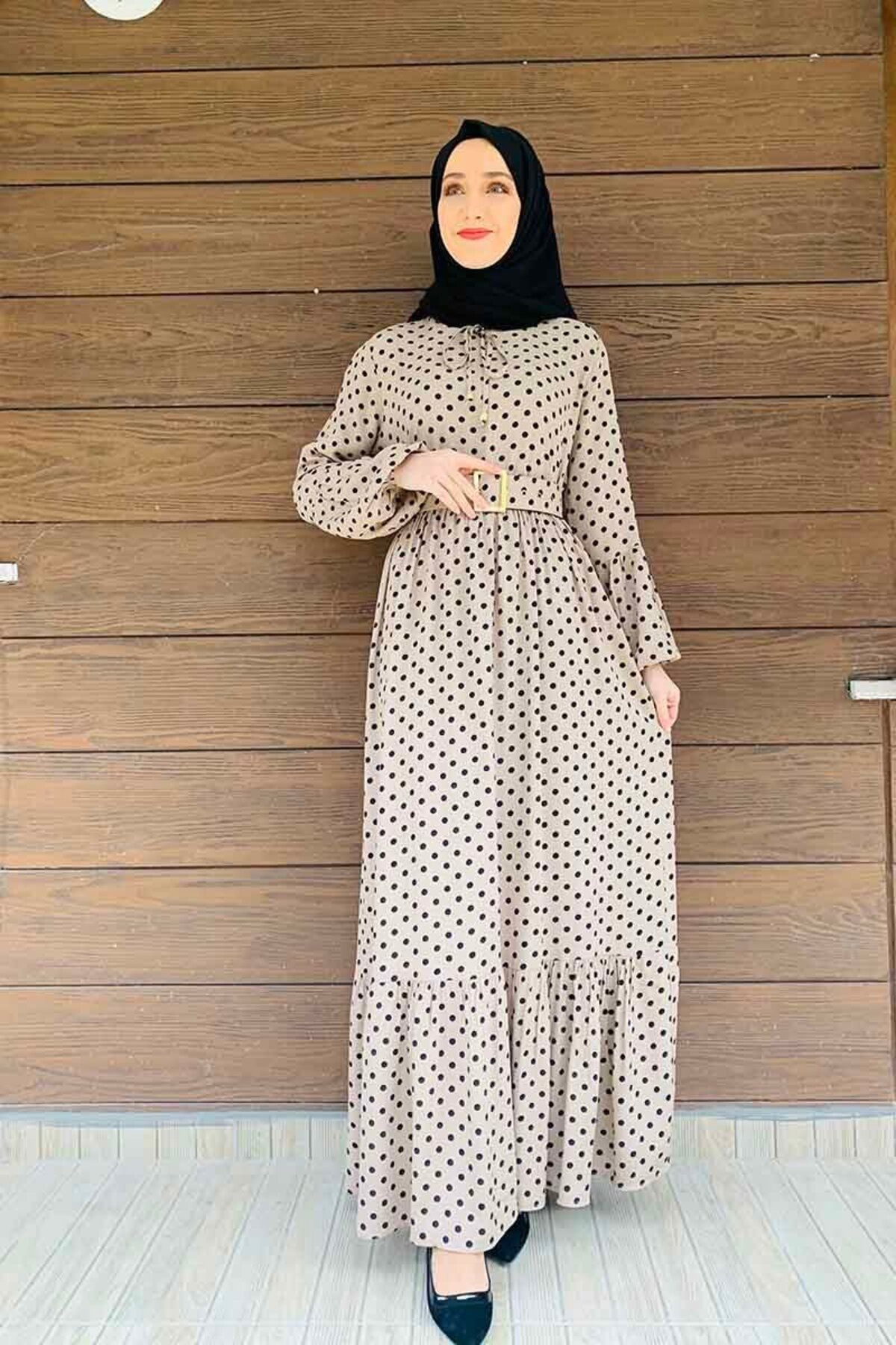 COXO Fashion`S Moda Çizgi Hijab Dress