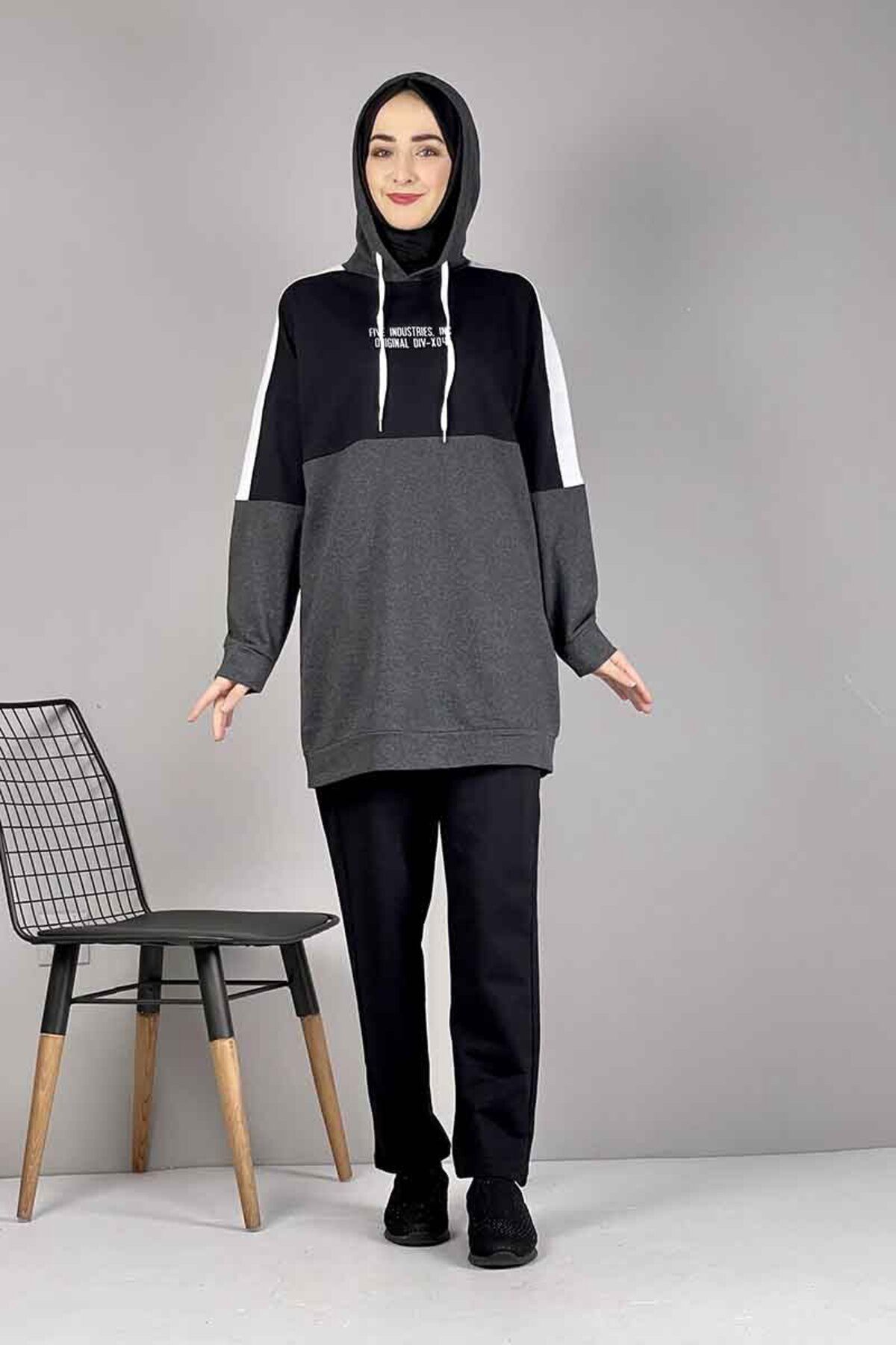 COXO Fashion`S Moda Çizgi Hijab Suit