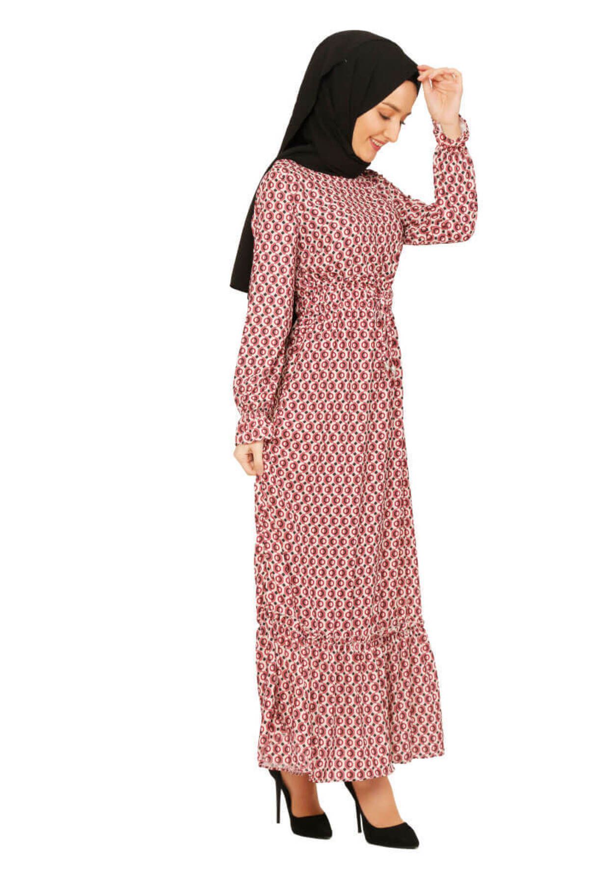COXO Fashion`S Moda Çizgi Hijab Dress