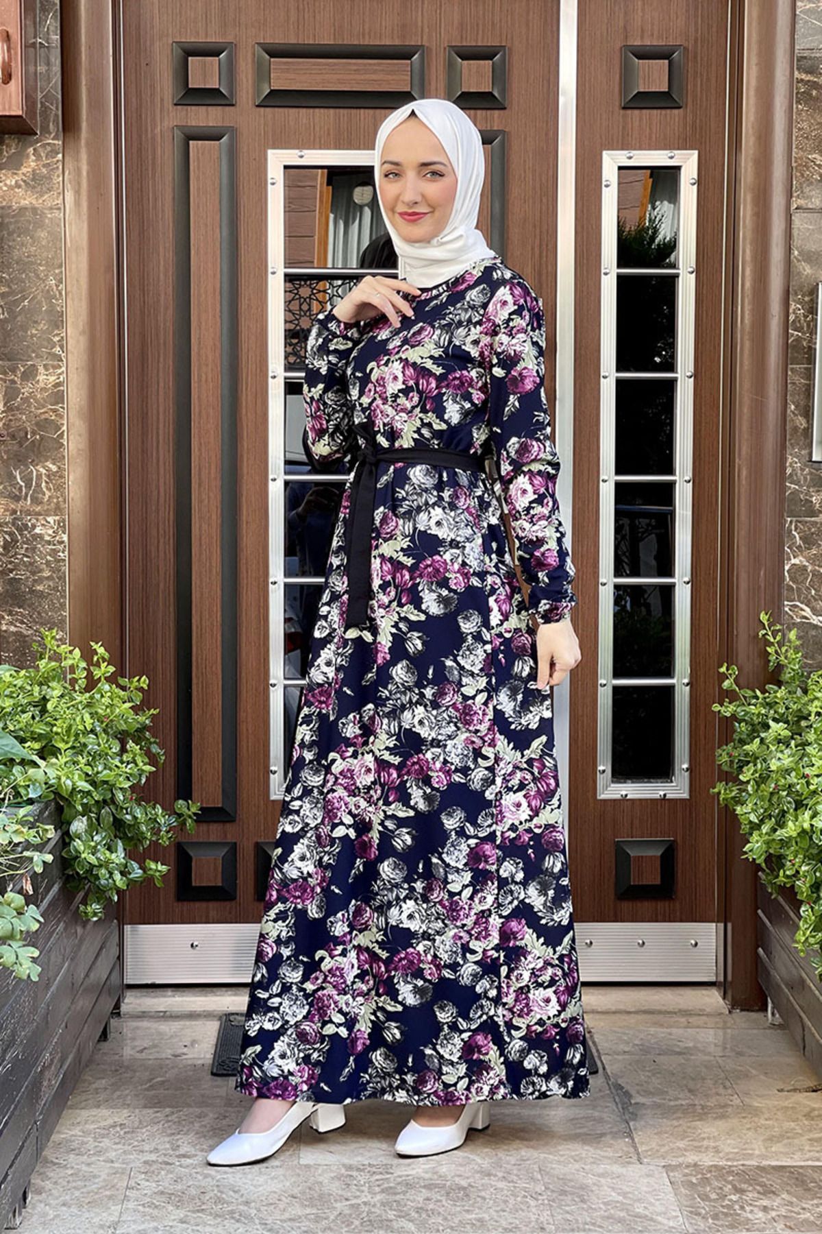 COXO Fashion`S Moda Çizgi Hijab Dress