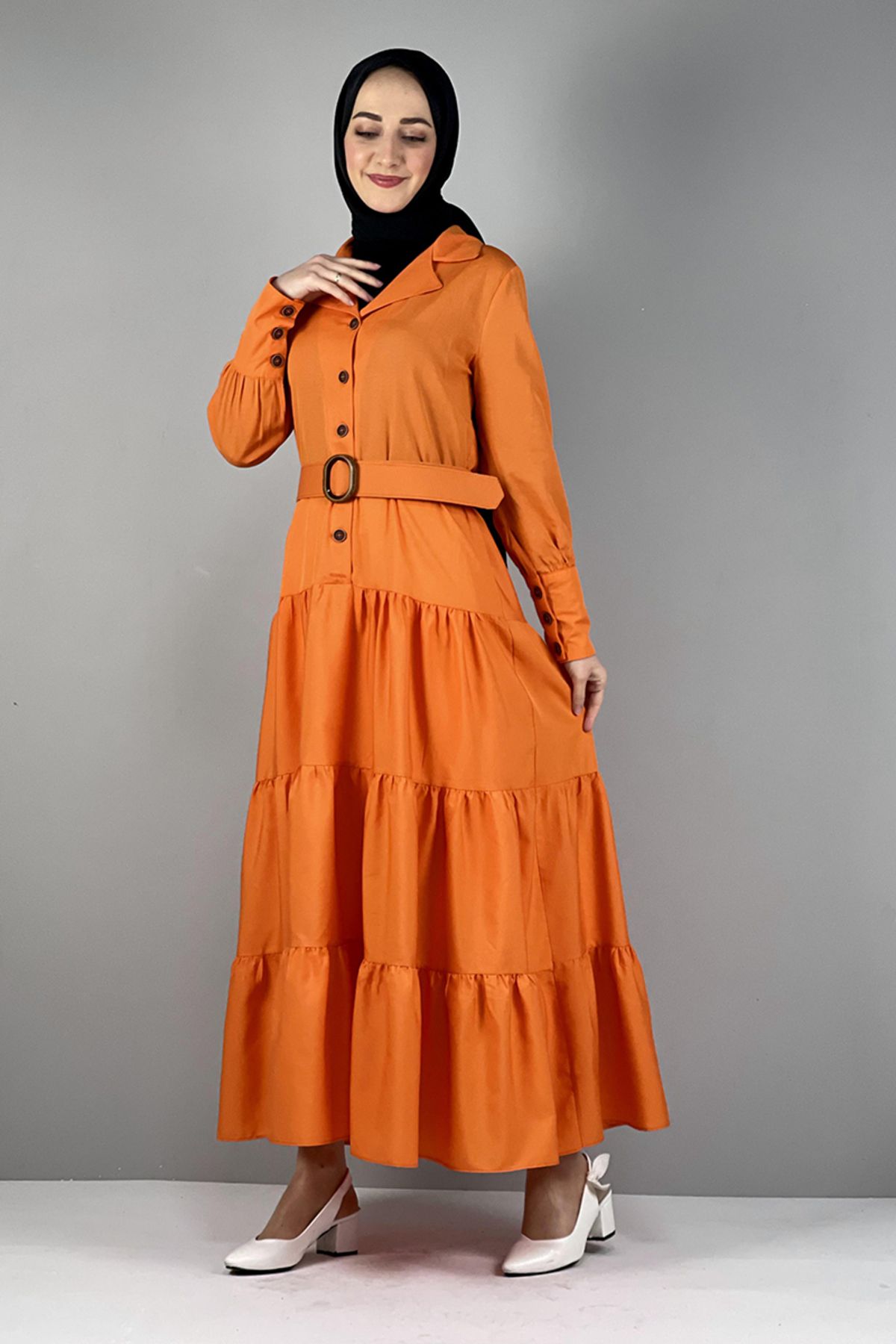 COXO Fashion`S Moda Çizgi Hijab Dress
