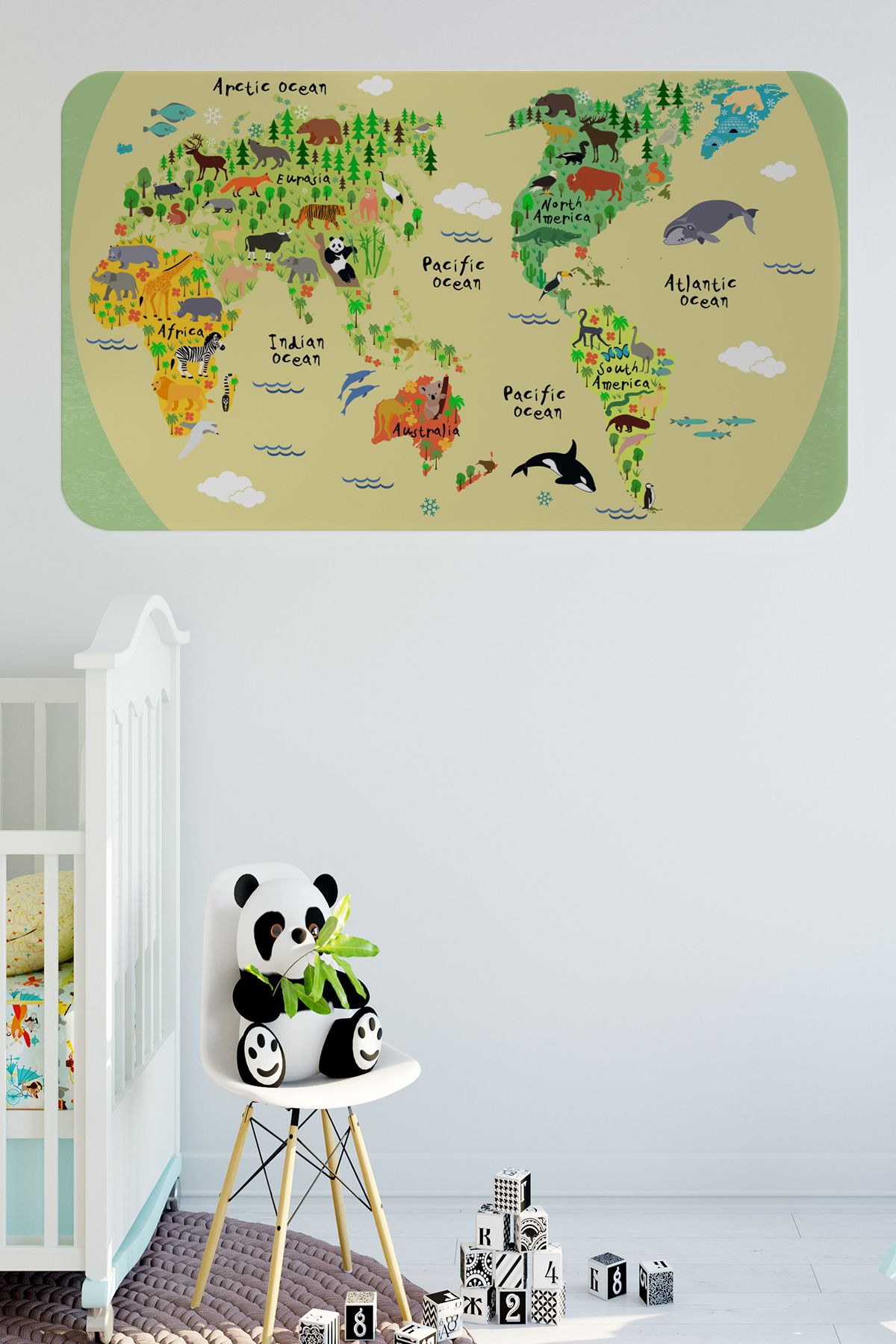bluvex Eğitici Dünya Haritası Dünya Atlası Çocuk ve Bebek Odası Duvar Sticker-60x105