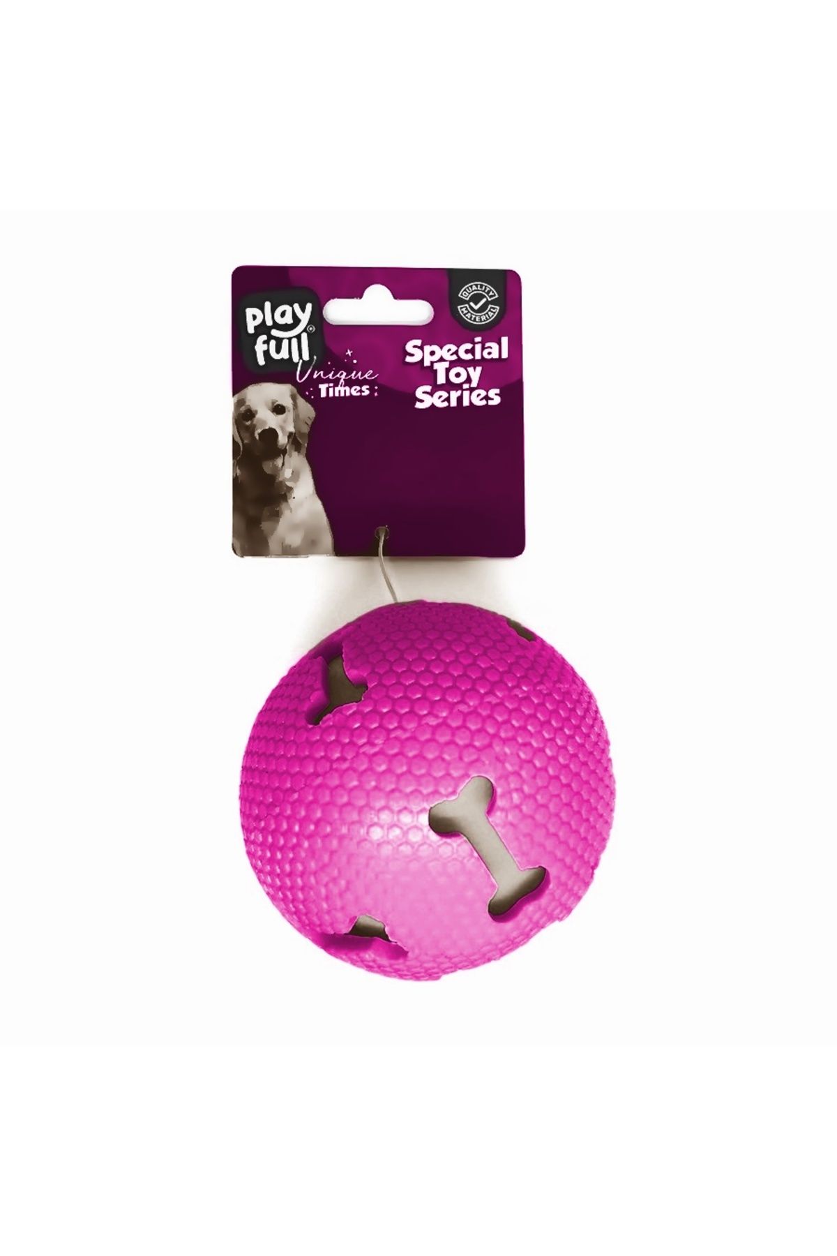 OEM Işıklı Kemik Desenli Plastik Top Köpek Oyuncağı 7,5 Cm Pembe