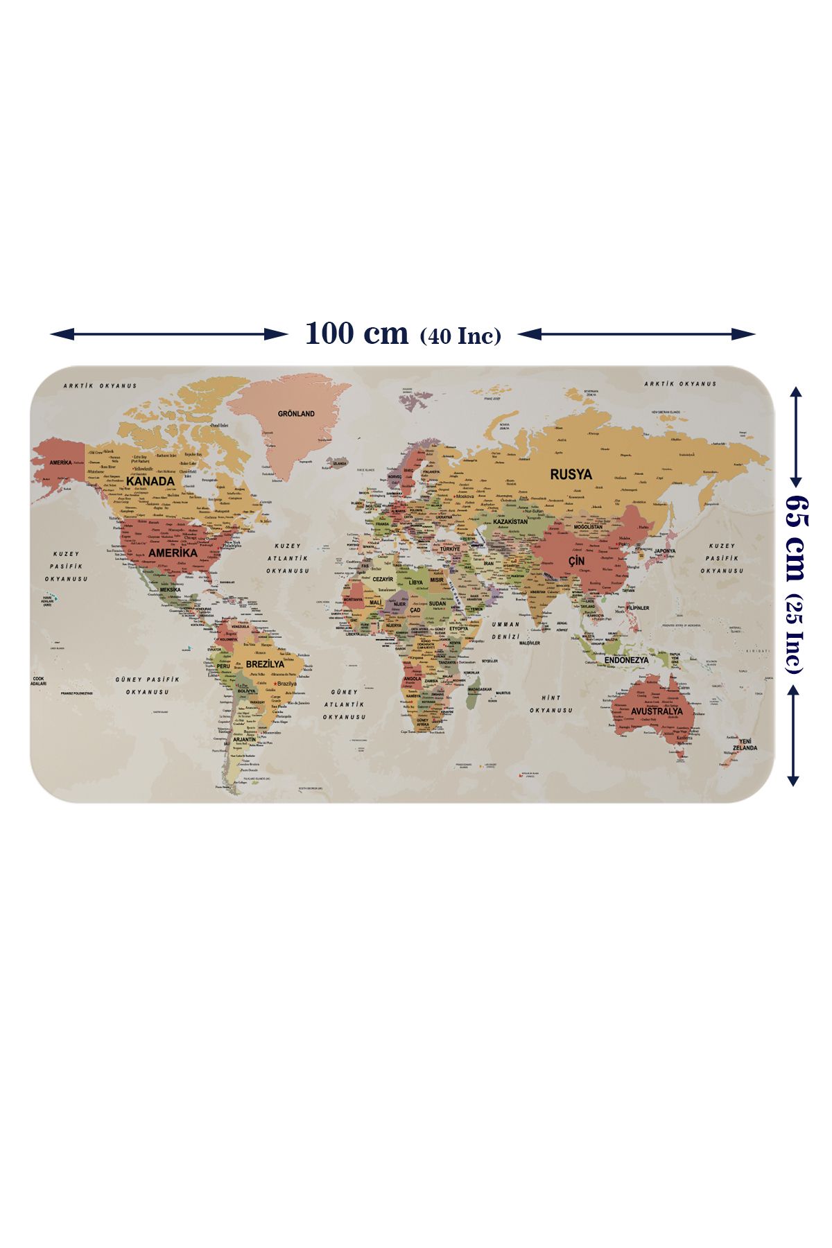 Yarımada Bahçe YB Eğitici - Öğretici Dünya ve Türkiye Haritası Çocuk Odası Duvar Sticker-60x105-3890
