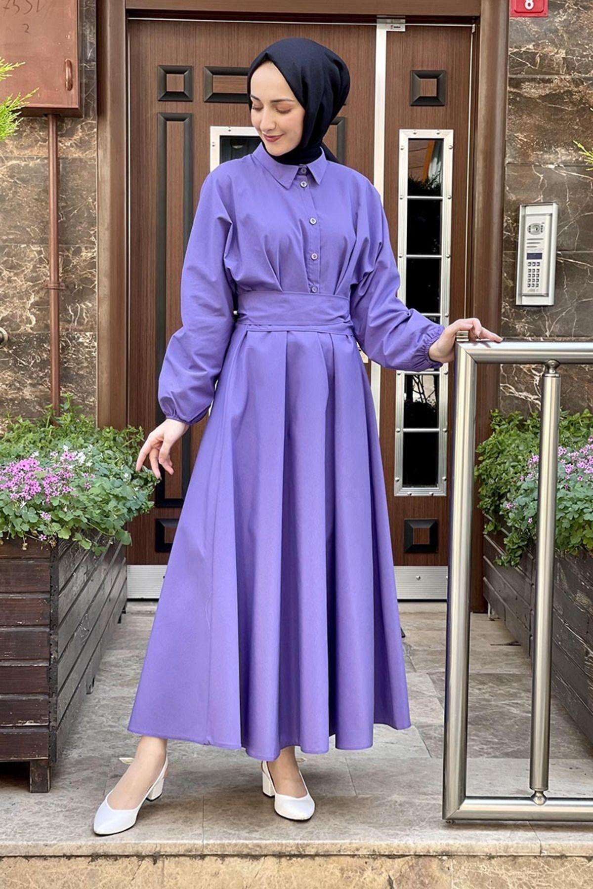 COXO Fashion`S Moda Çizgi Hijab Dress