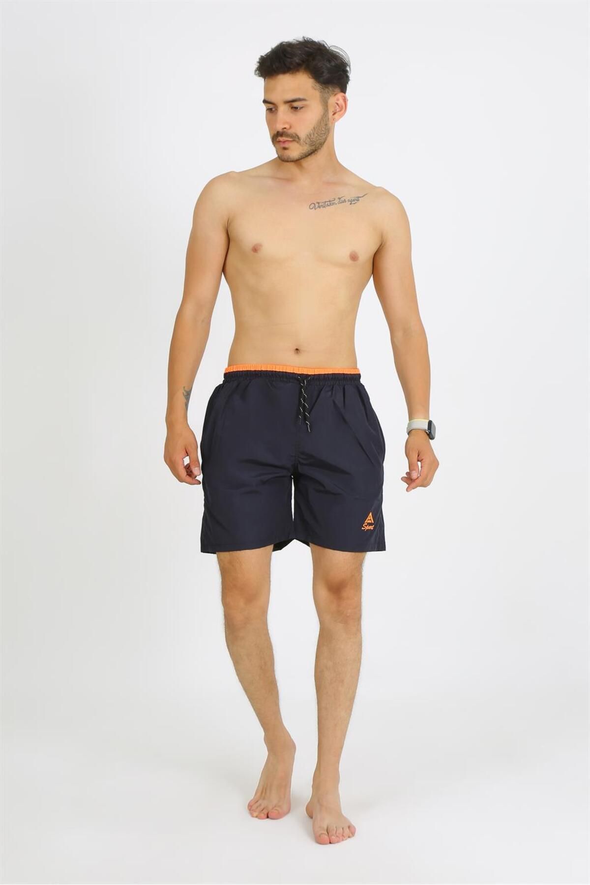 COXO Fashion`S Moda Çizgi Men's Navy Blue Swim Shorts 27485