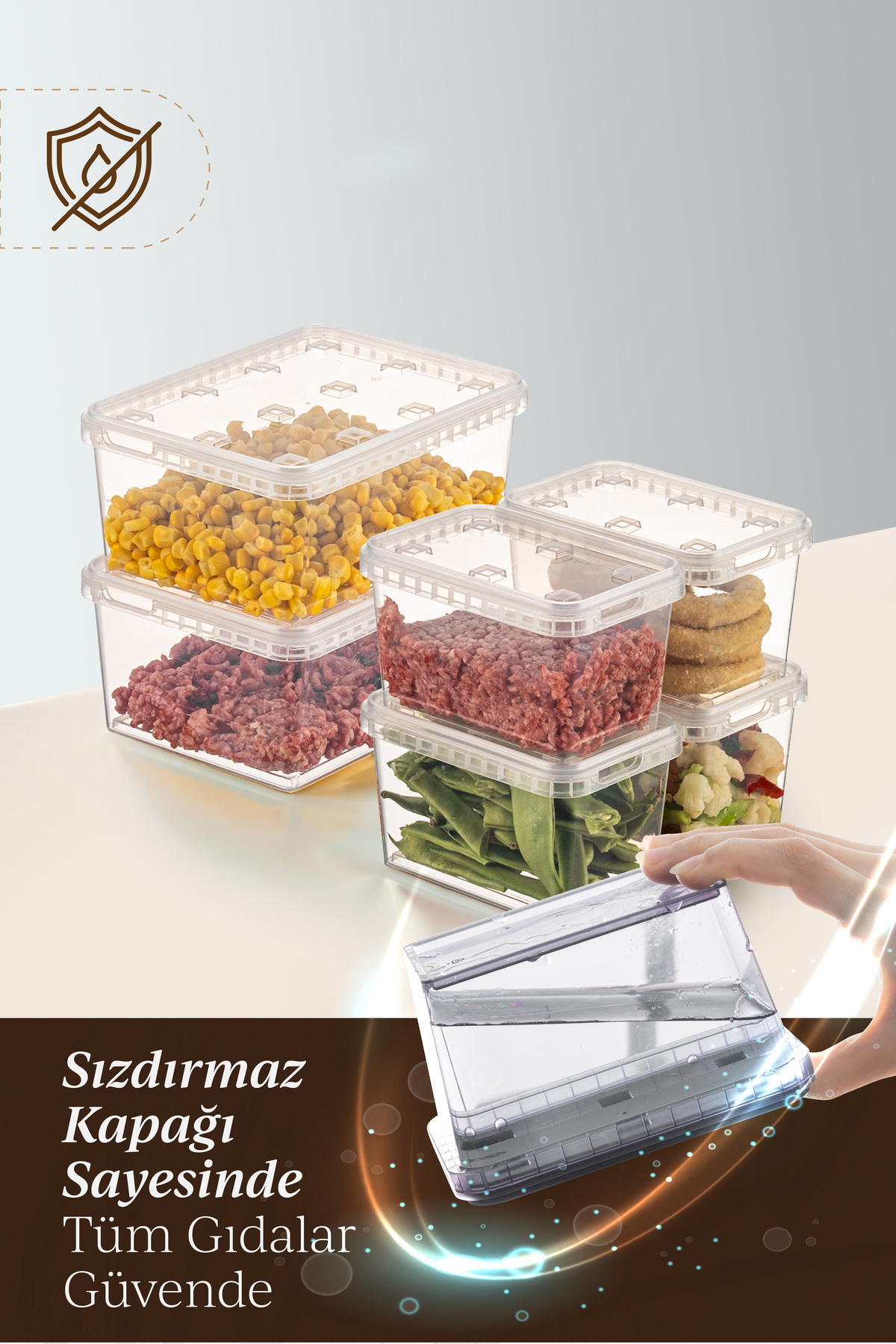 Vienev-Clear Storage Container - 6-Piece, 2X(1.5 Lt)-4X(0.7 Lt) Block, Refrigerator and Deep Freezer, Leak-Proof 7
