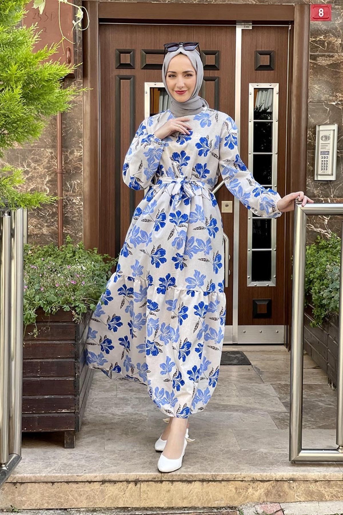 COXO Fashion`S Moda Çizgi Hijab Dress