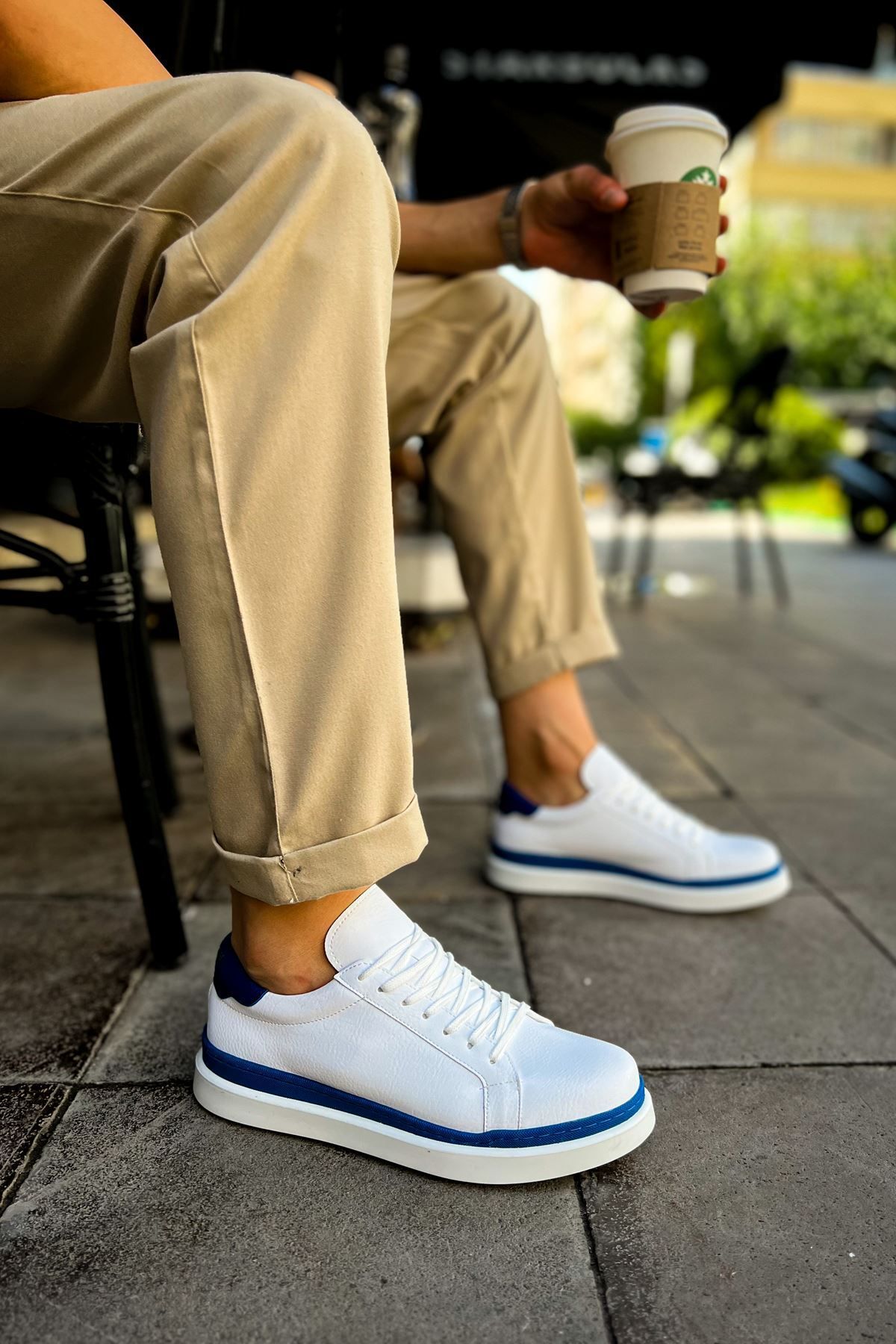 Paolo Zaccardi P979 Santoni - Pantofi Pentru Bărbați Cu Talpă Ortopedică Alb/albastru Masculin - 43