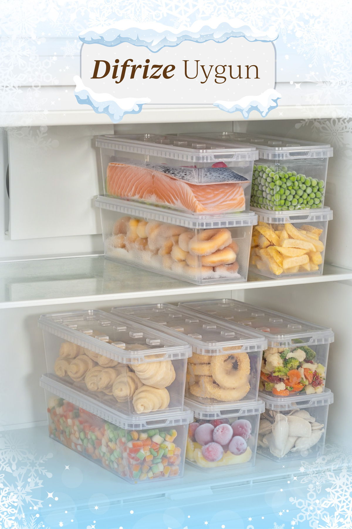 Vienev-Clear 6-Block Refrigerator and Deep Freezer Leak-Proof Storage Set - 1.4 Lt/0.7 Lt 6