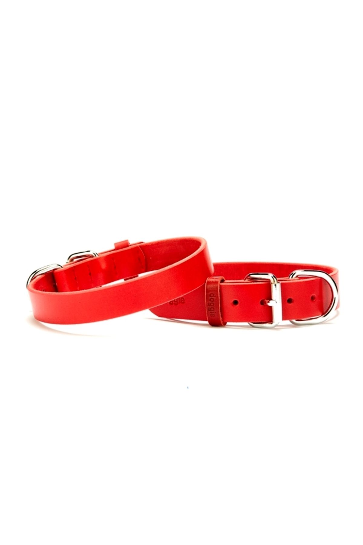 Angoravi Deri El Yapımı Köpek Boyun Tasması 1,5x32-37 cm Kırmızı